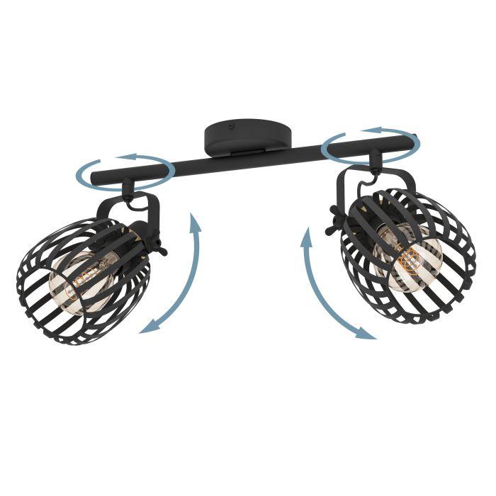 eglo girona black brass 2 light bar spotlight kitchen lighting