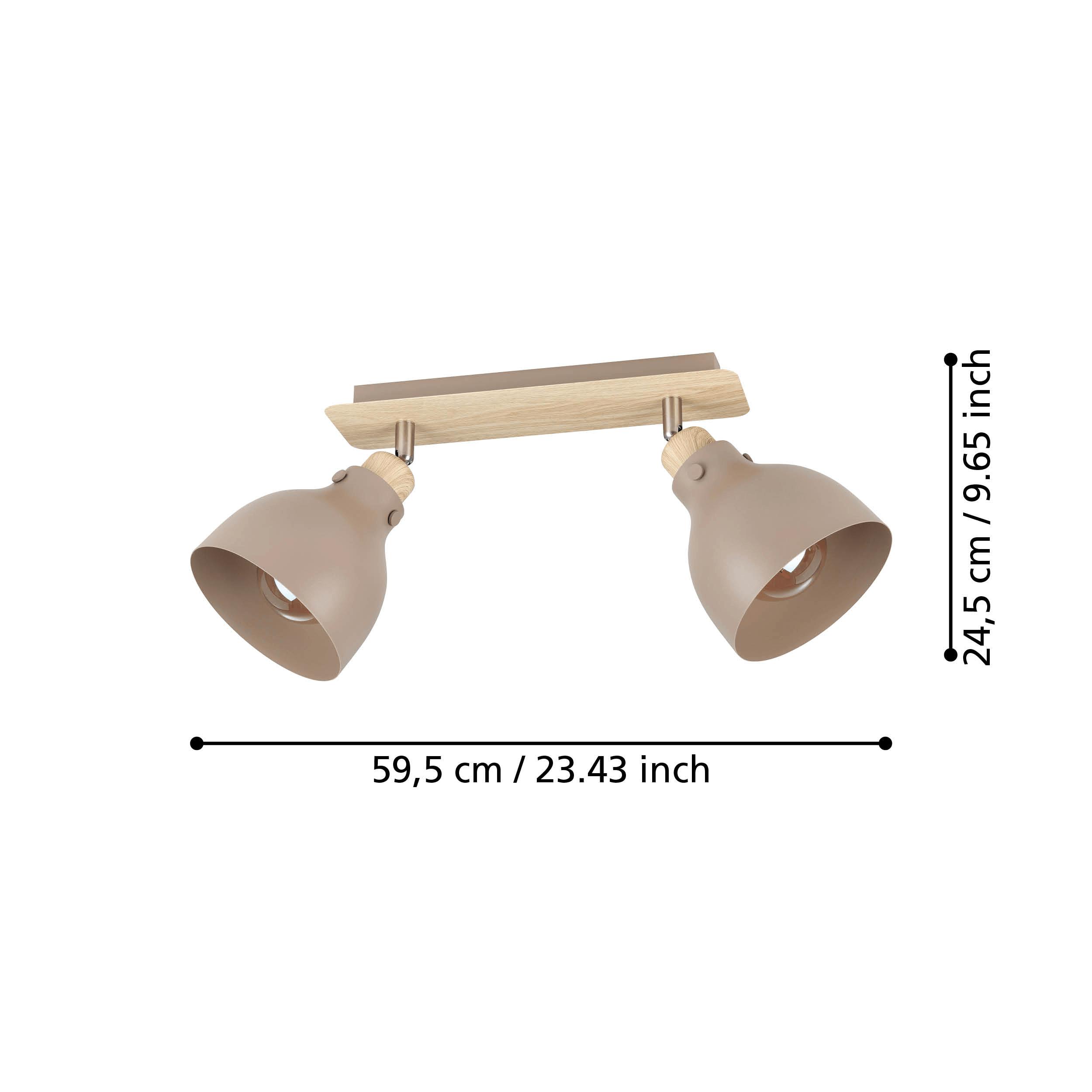 eglo arrecife nickel sandy 2 light bar spotlight living room close up