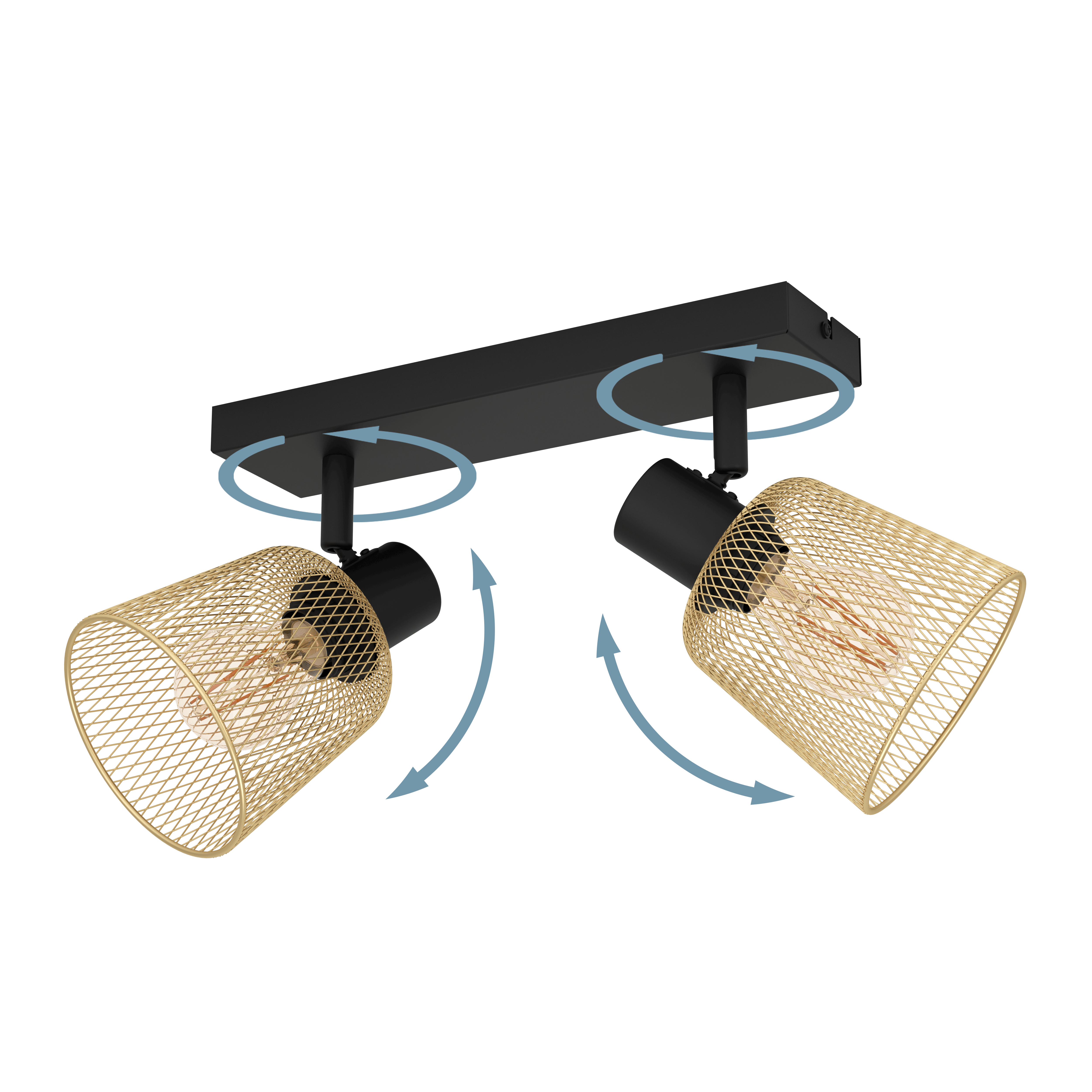 eglo coslada brass mess black 2 light bar spotlight kitchen lighting