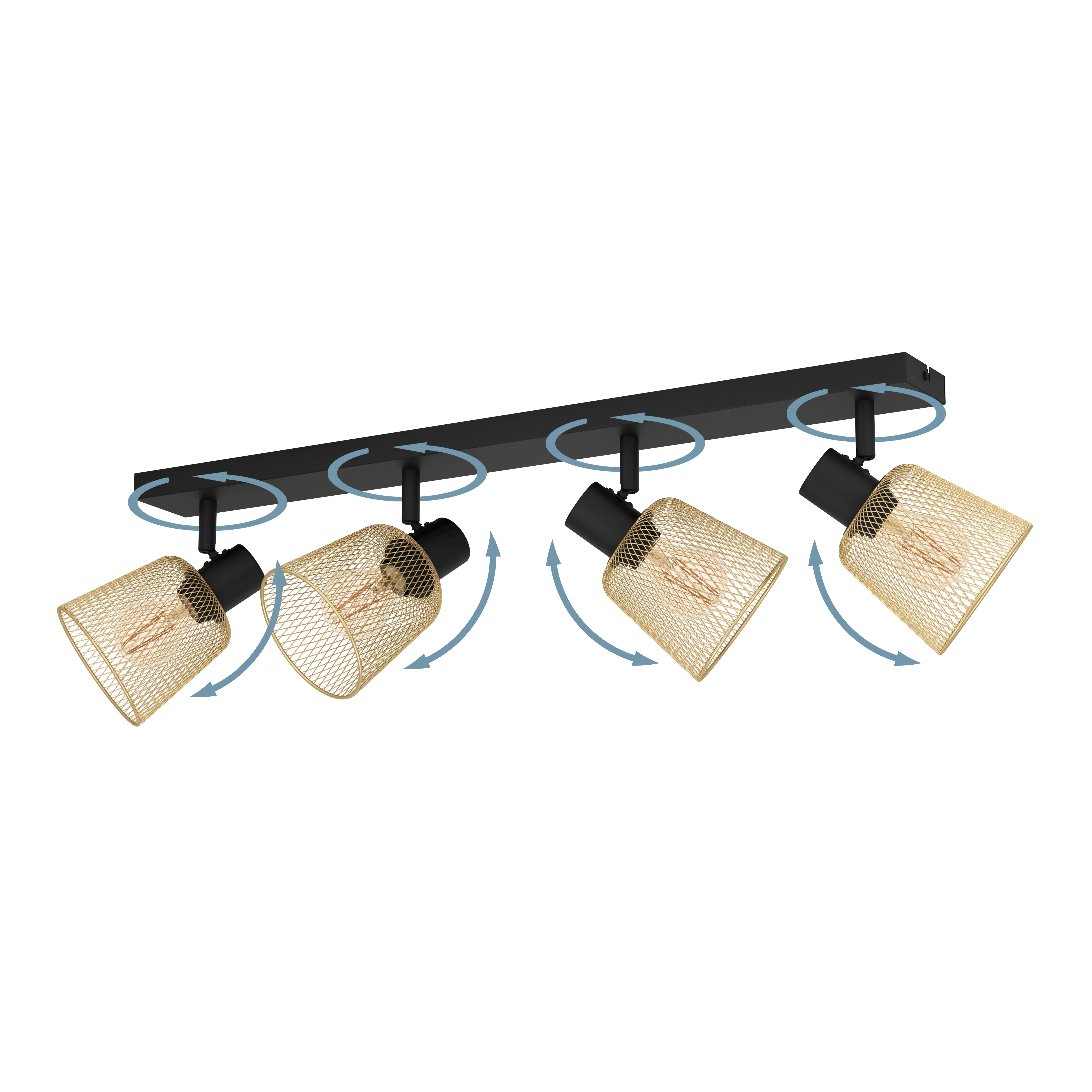 eglo coslada brass mess black 4 light bar spotlight kitchen lighting