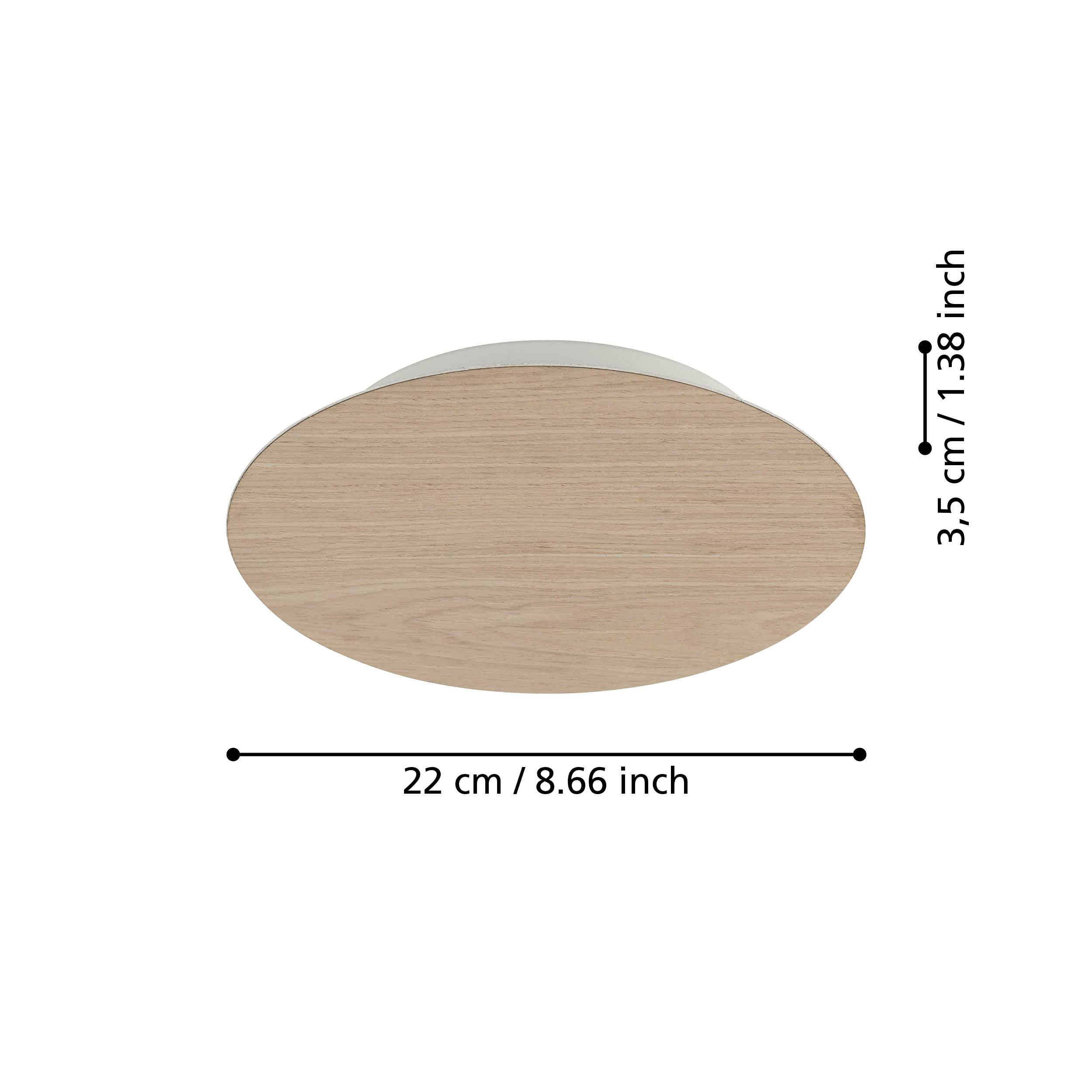 eglo alamilo circular wooden led wall light 22cm living room close up