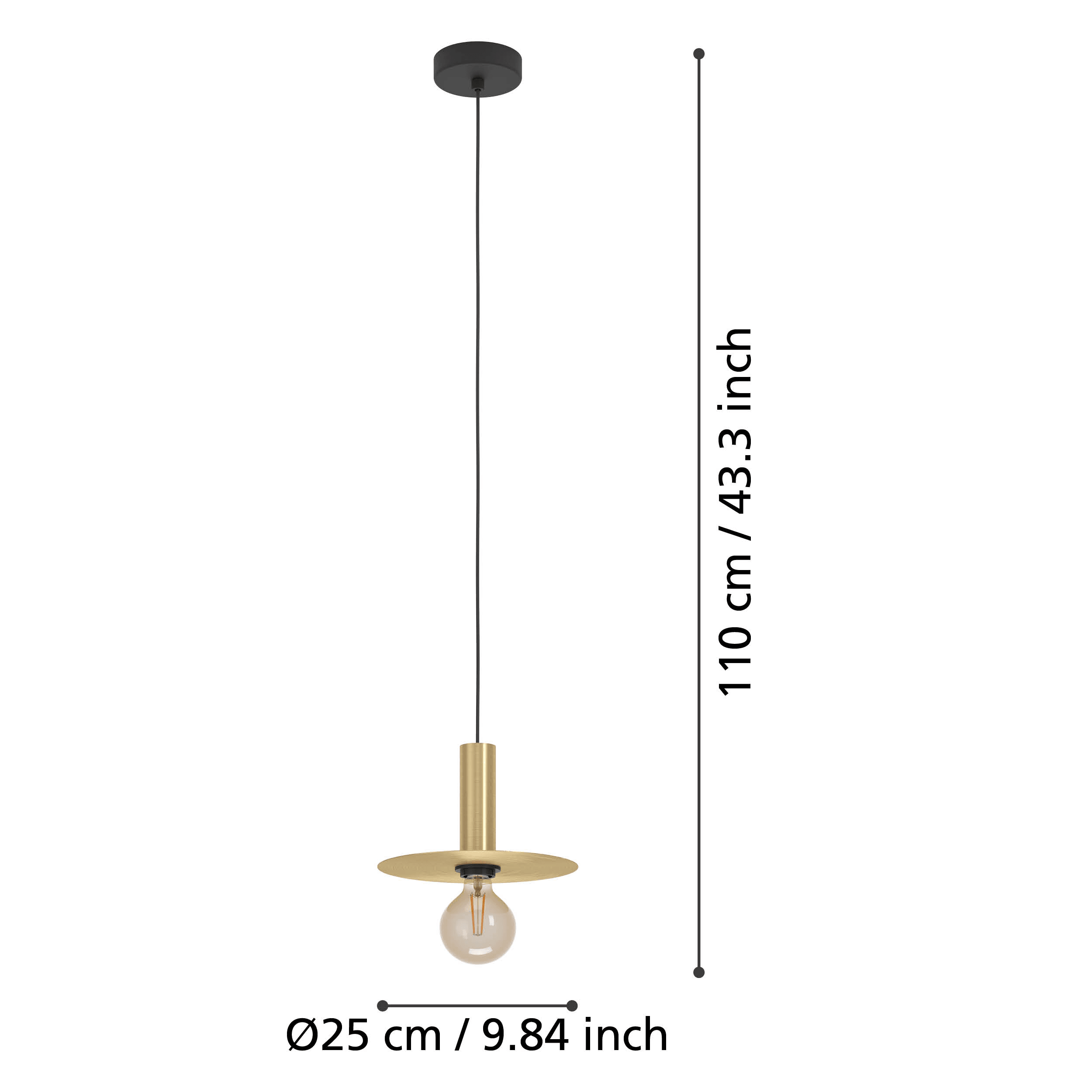 eglo escandell brass metal disc ceiling pendant living room close up