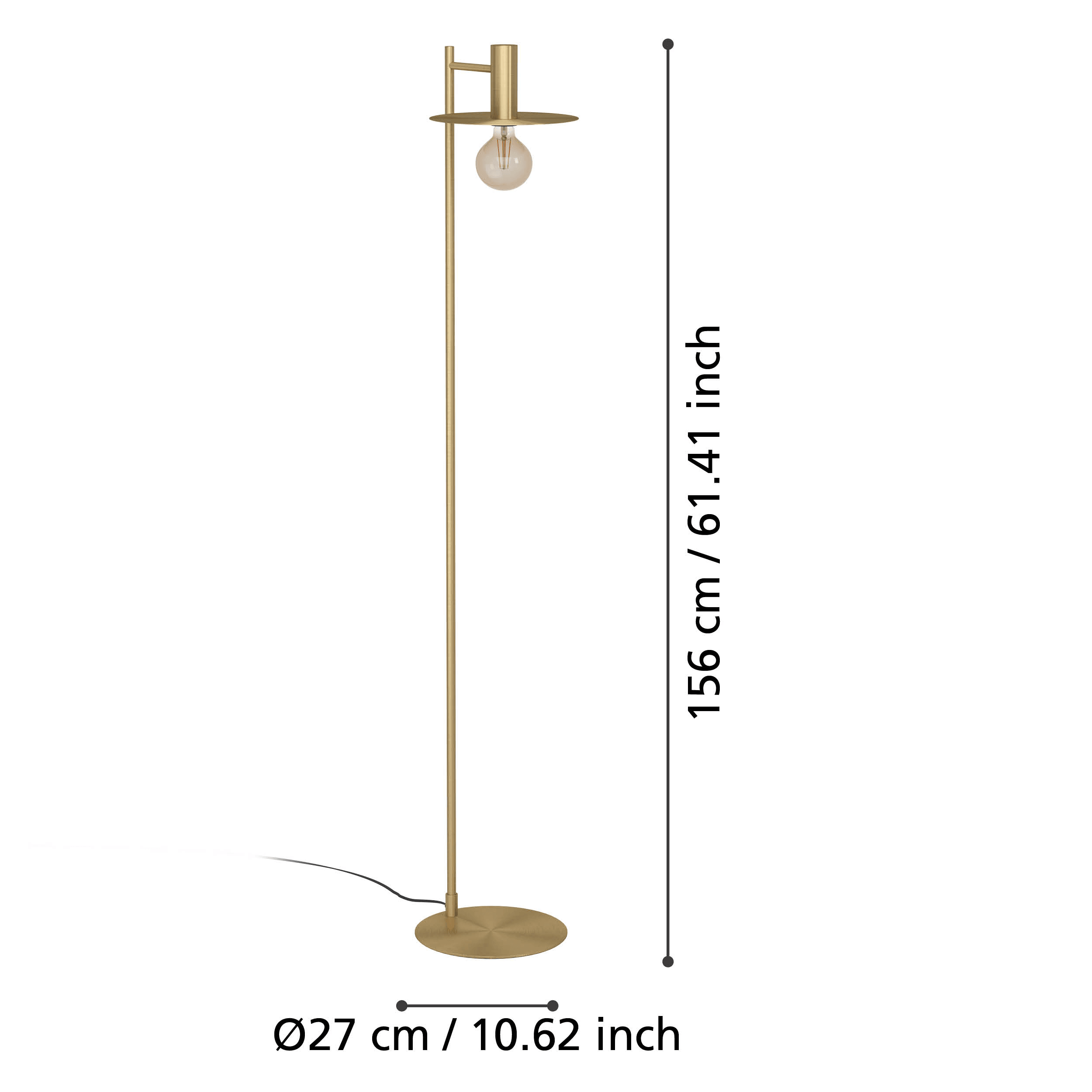 eglo escandell modern brass floor lamp living room close up