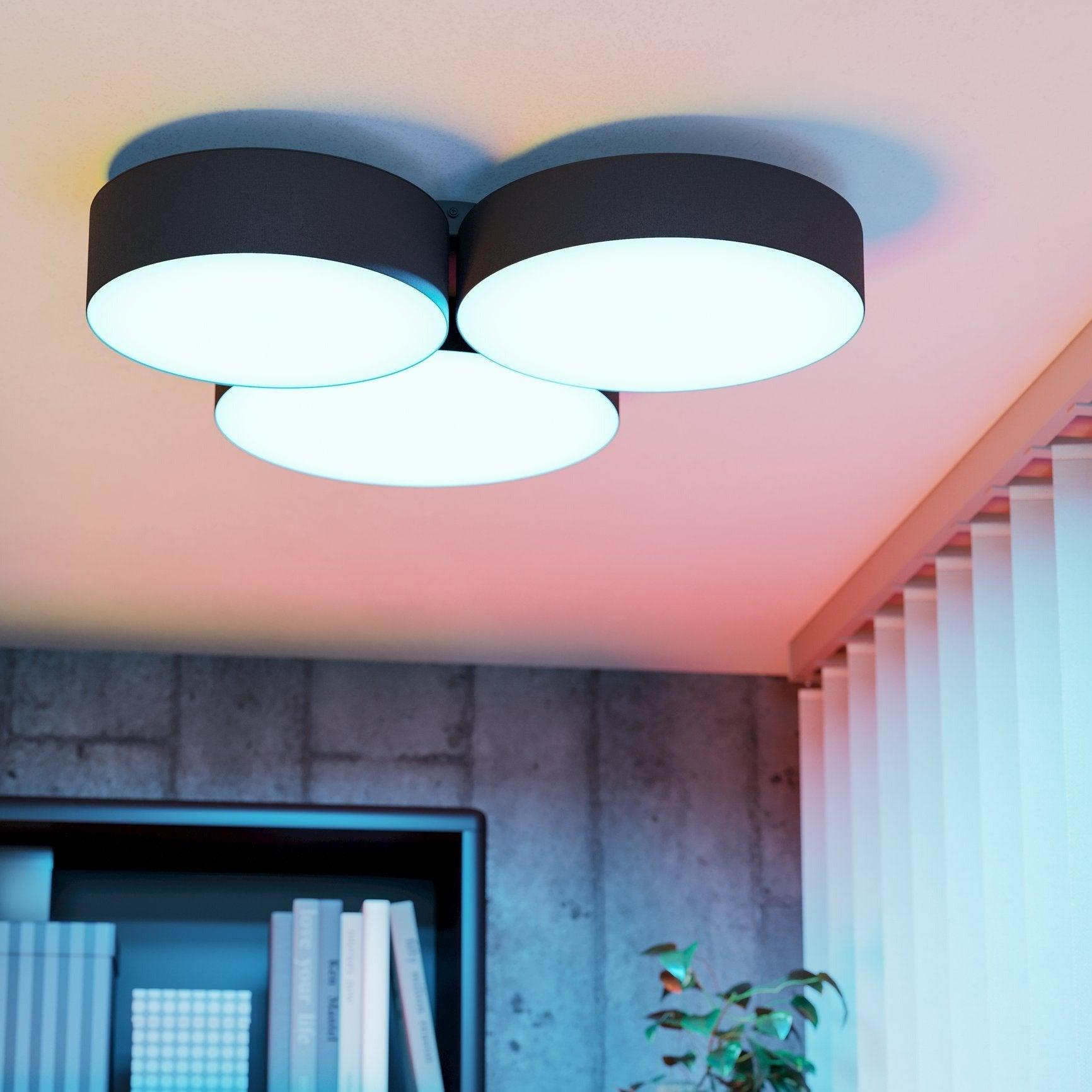eglo connect barbano z smart led 3 light black ceiling flush hallway lighting