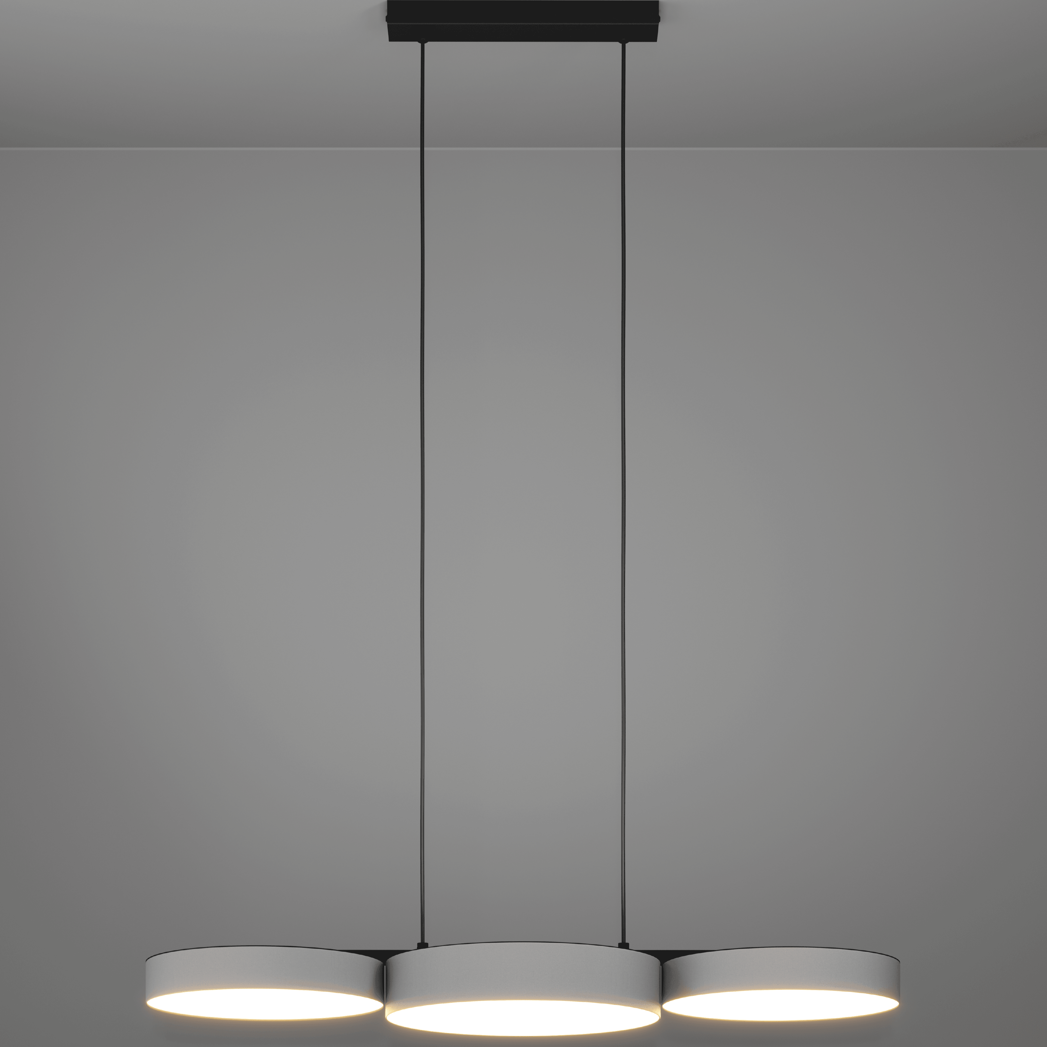 eglo connect barbano z smart led 3 shade grey fabric pendant hallway lighting