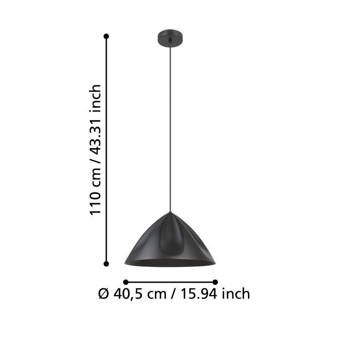 eglo podere conical black metal japandi pendant living room close up