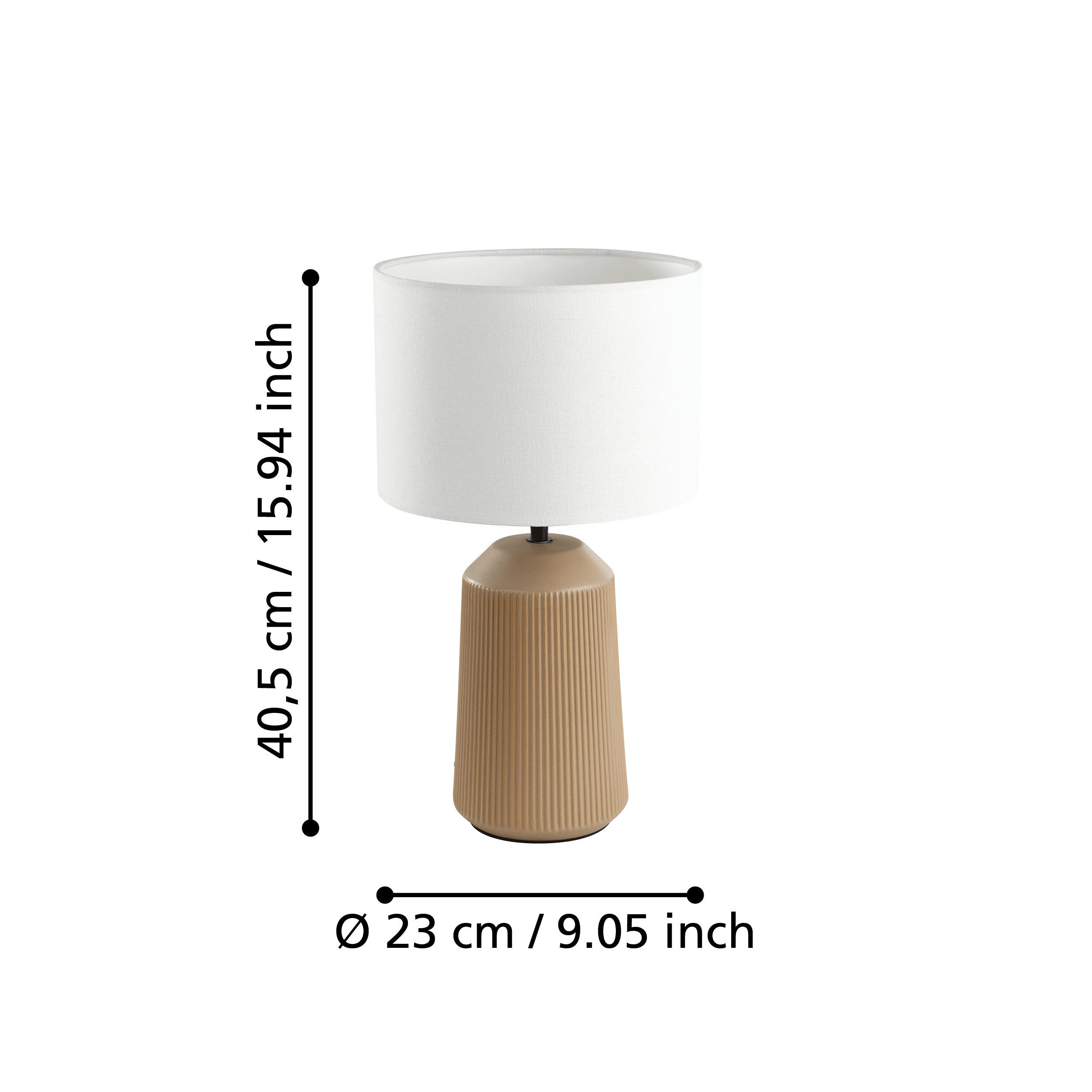 eglo capalbio sand ceramic table lamp white shade living room close up