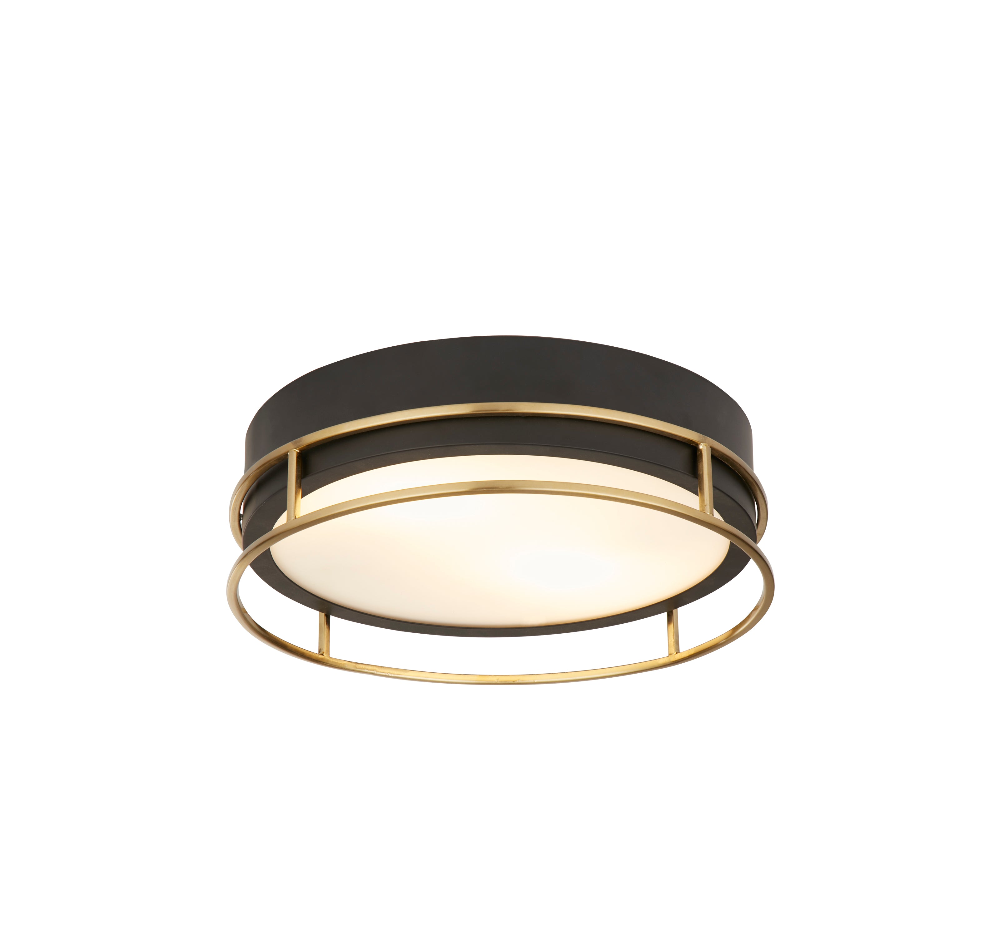 Searchlight Phoenix 2 Light Black & Brass Flush