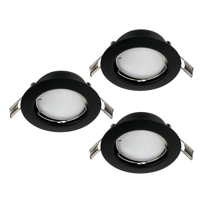 Eglo Peneto Set of 3 Black Recessed Spot Lights - 8.7cm — close-up detail