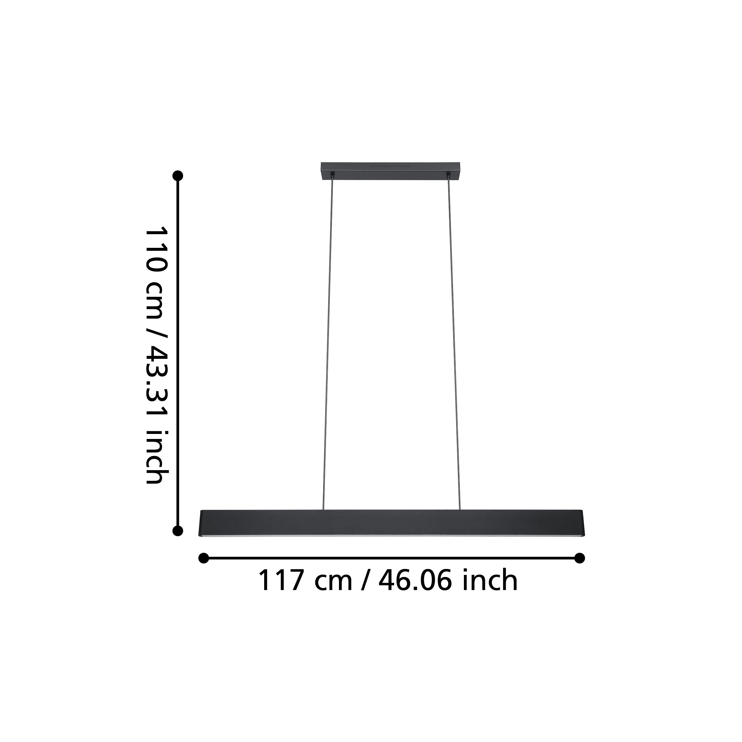 eglo connect andreas z smart led black bar ceiling pendant hallway lighting