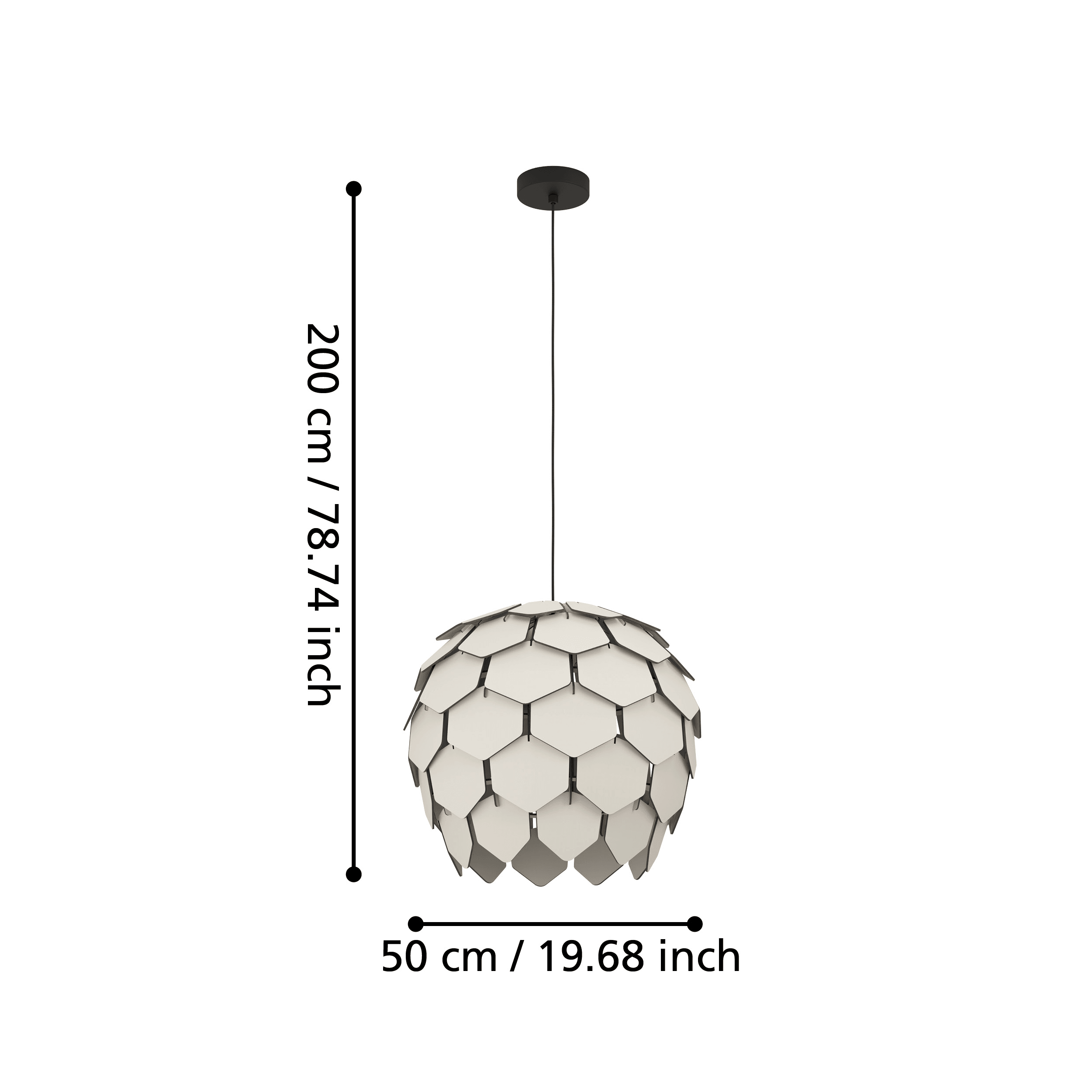 eglo mattanza overlapping grey wooden slat pendant living room close up