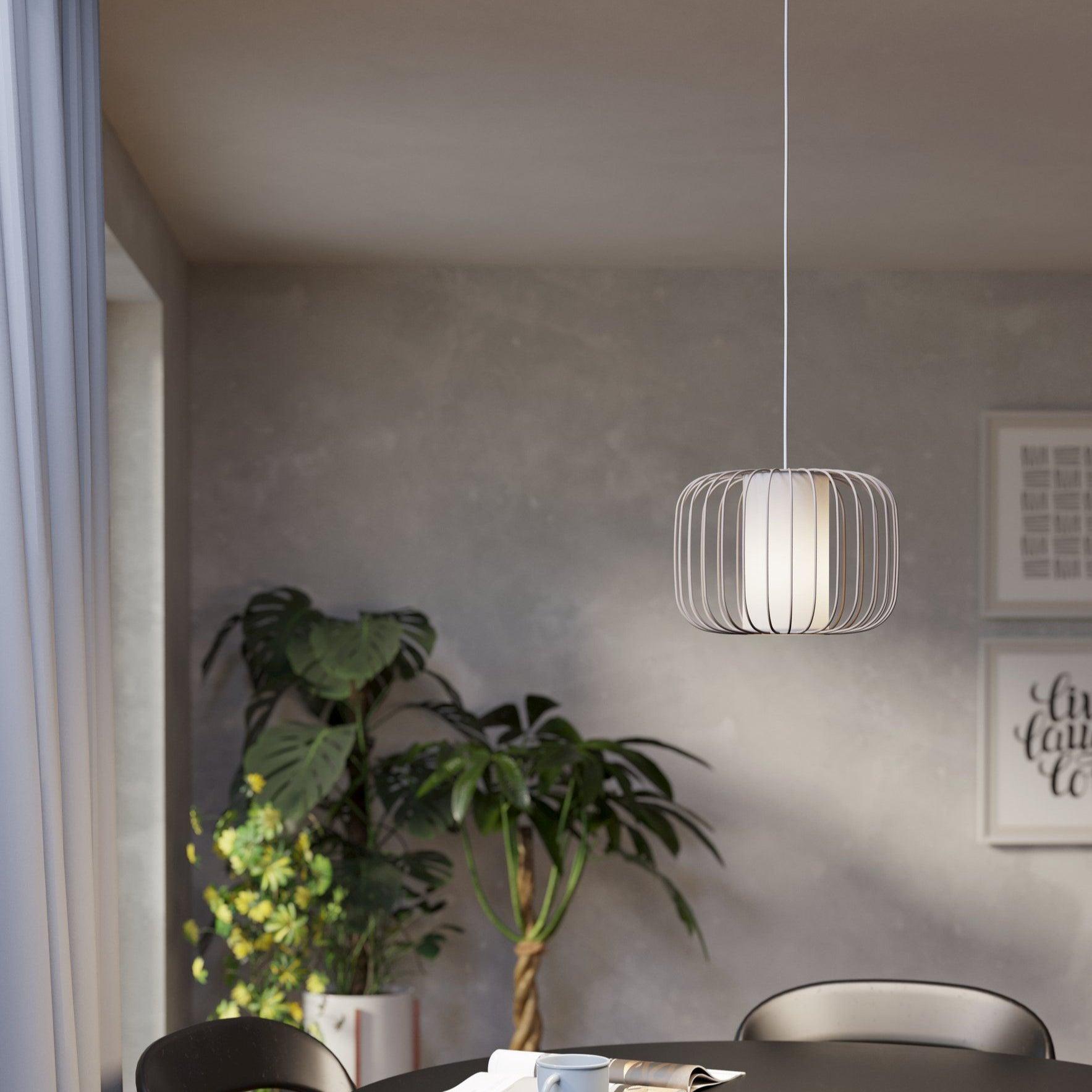 Eglo Terrarosa Sandy Wire & White Fabric Pendant