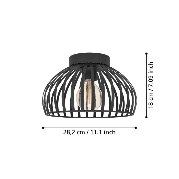 eglo mogano 3 black metal round flush ceiling light 28cm Kitchen Lighting Close Up