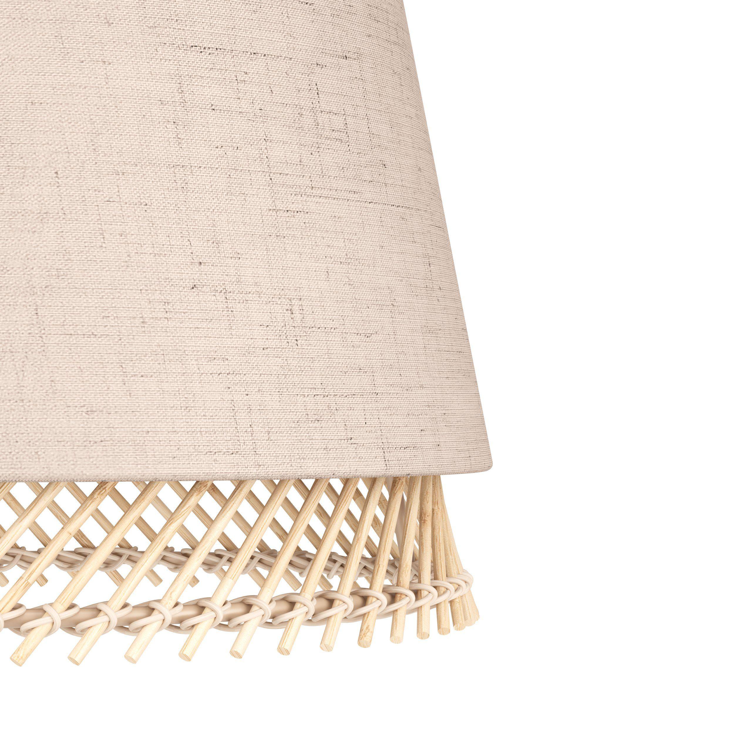 Eglo Tabley Black Metal Table Lamp - Fabric & Wood Shade