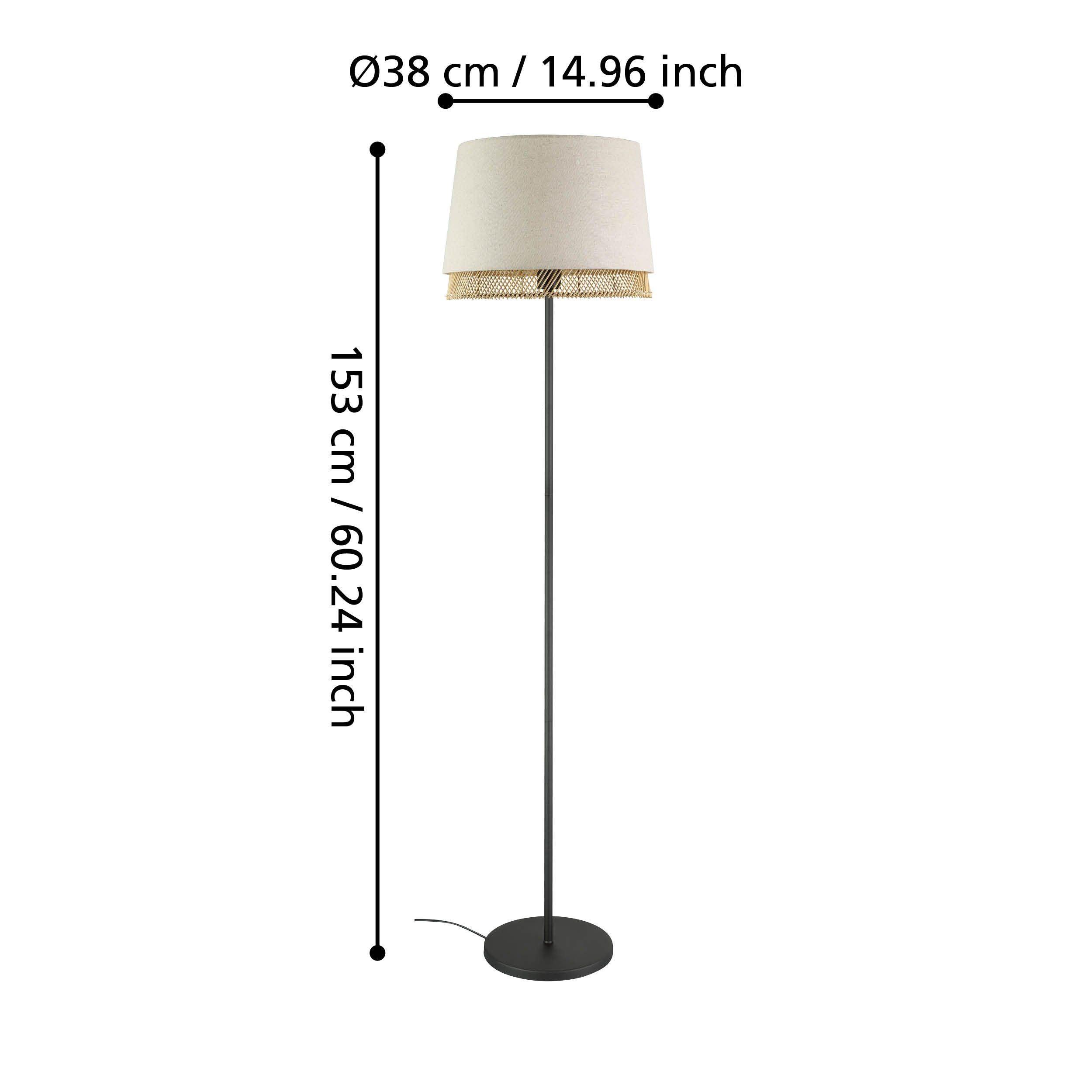 Eglo Tabley Black Floor Lamp With Linen & Bamboo Shade