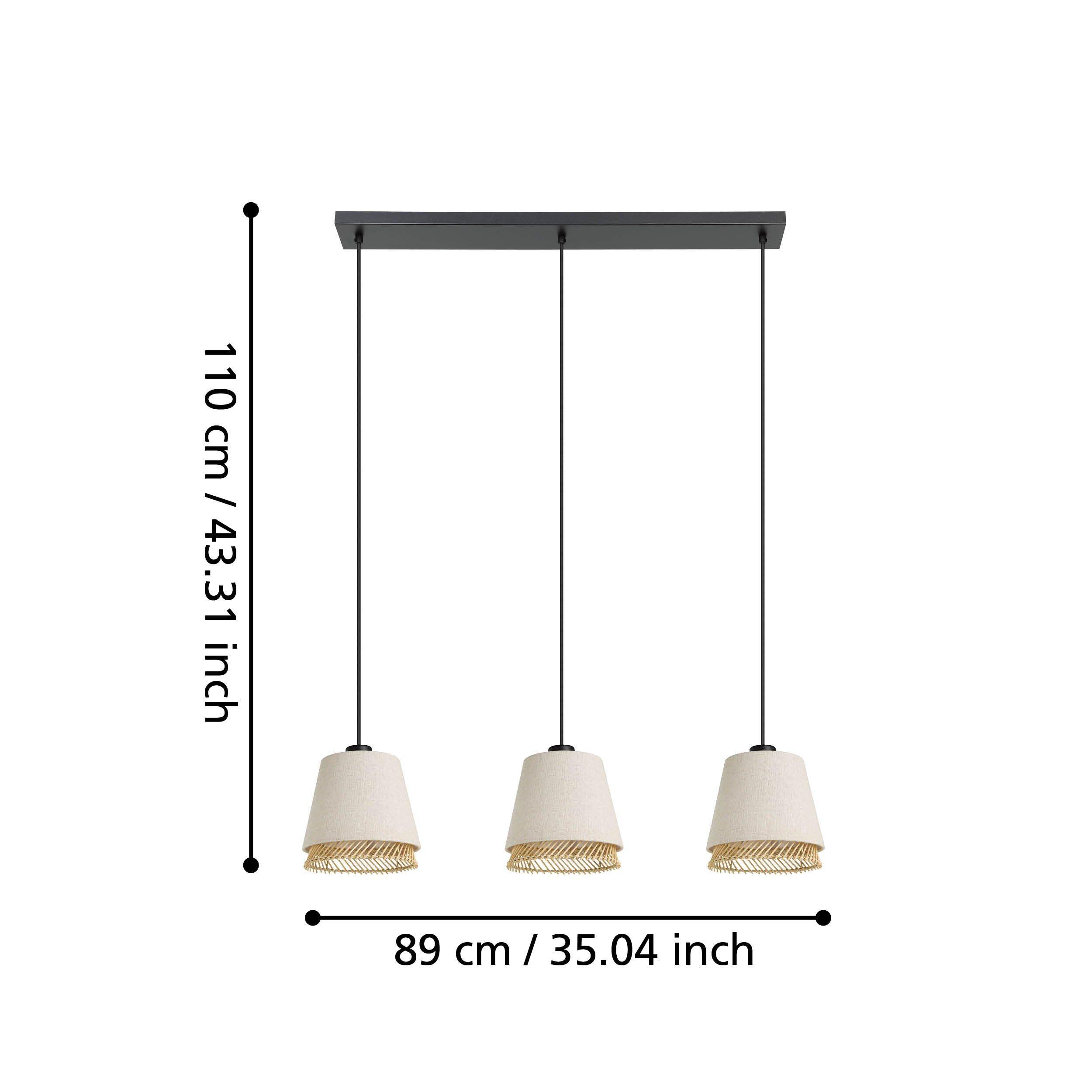 Eglo Tabley 3 Light Linen & Bamboo Ceiling Pendant