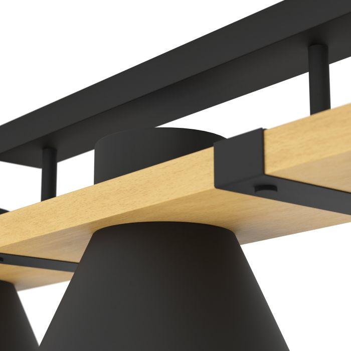 eglo maccles flush 3 light wood black metal ceiling light Kitchen Lighting Close Up