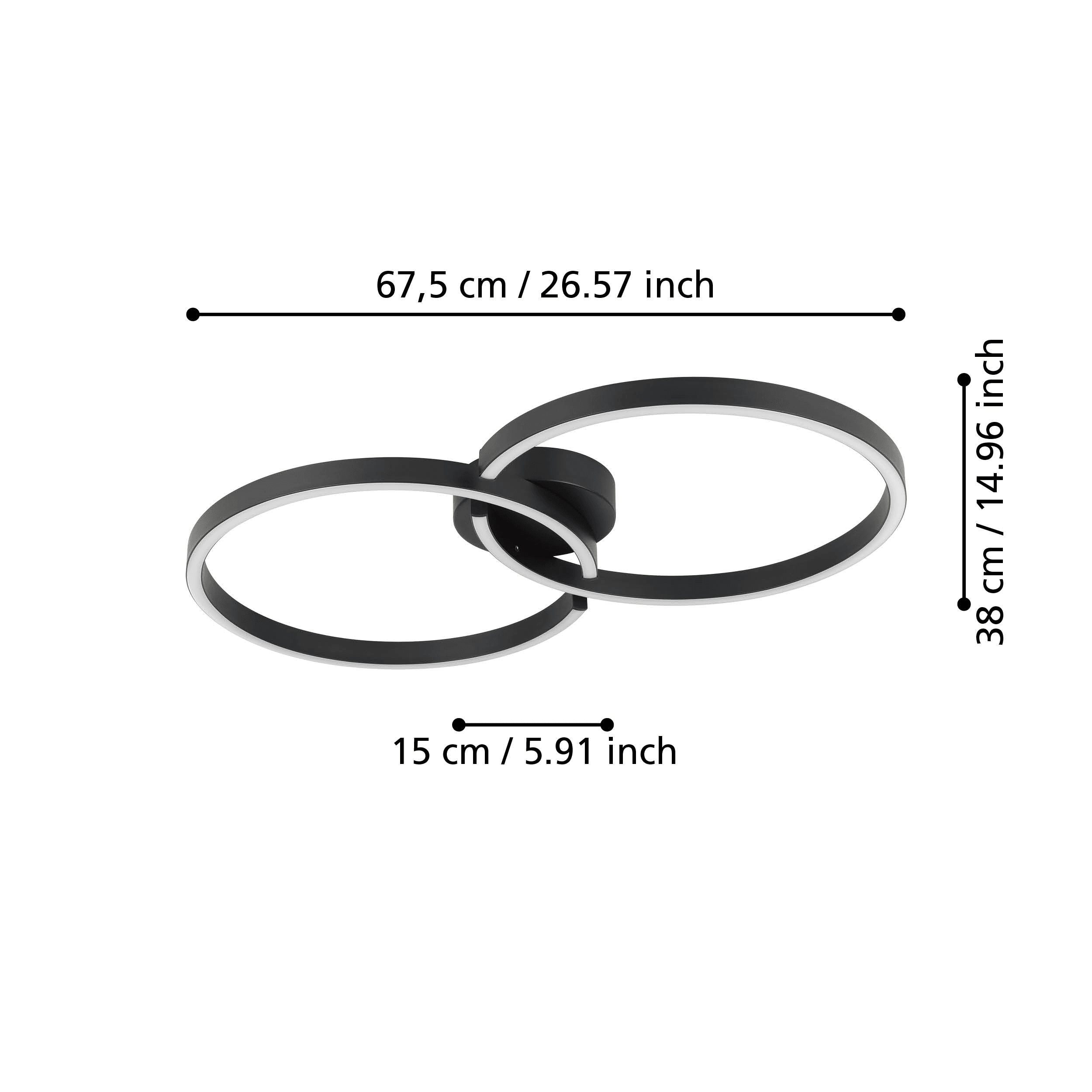 eglo amandolo black led 2 circle design flush ceiling light hallway lighting