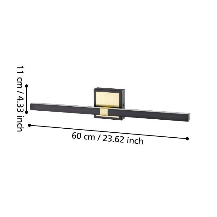 eglo peguera ip44 black brass bathroom led wall light living room close up