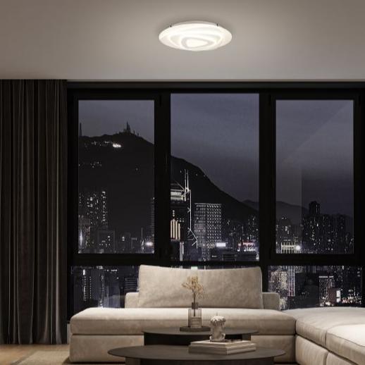 eglo palagiano led white round satin finish ceiling flush 38cm living room image
