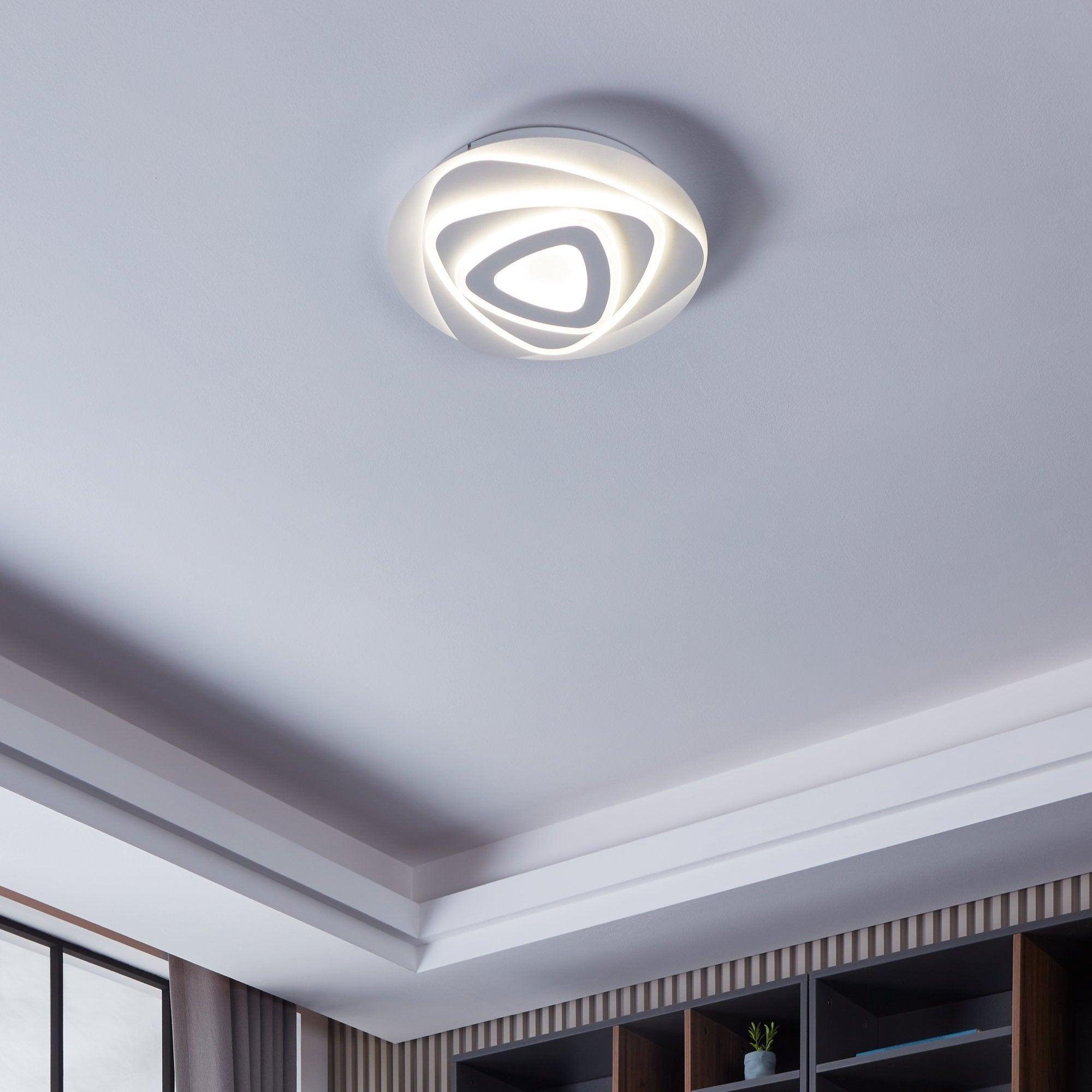 eglo palagiano led white round satin finish ceiling flush 38cm living room close up