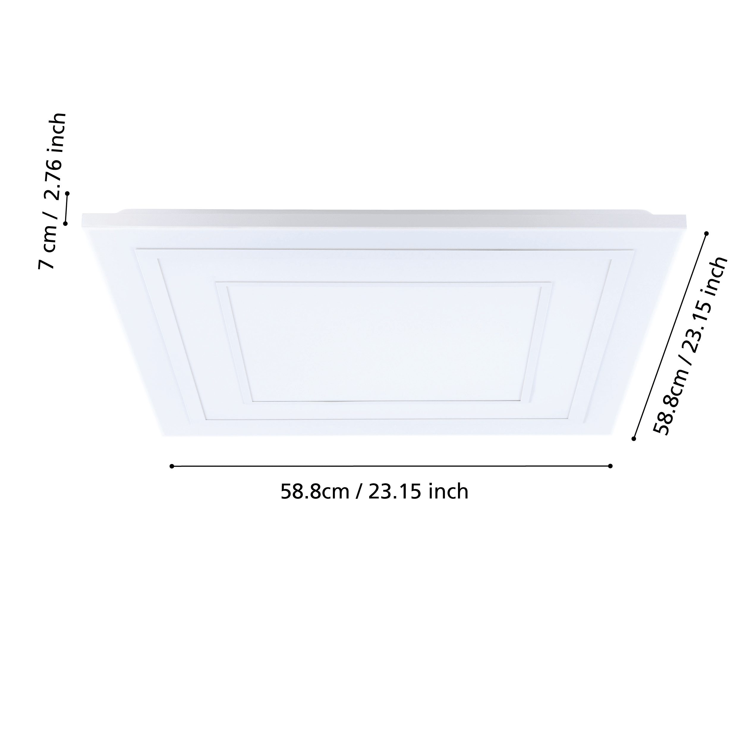 eglo albarca white square led ceiling flush 59cm kitchen lighting