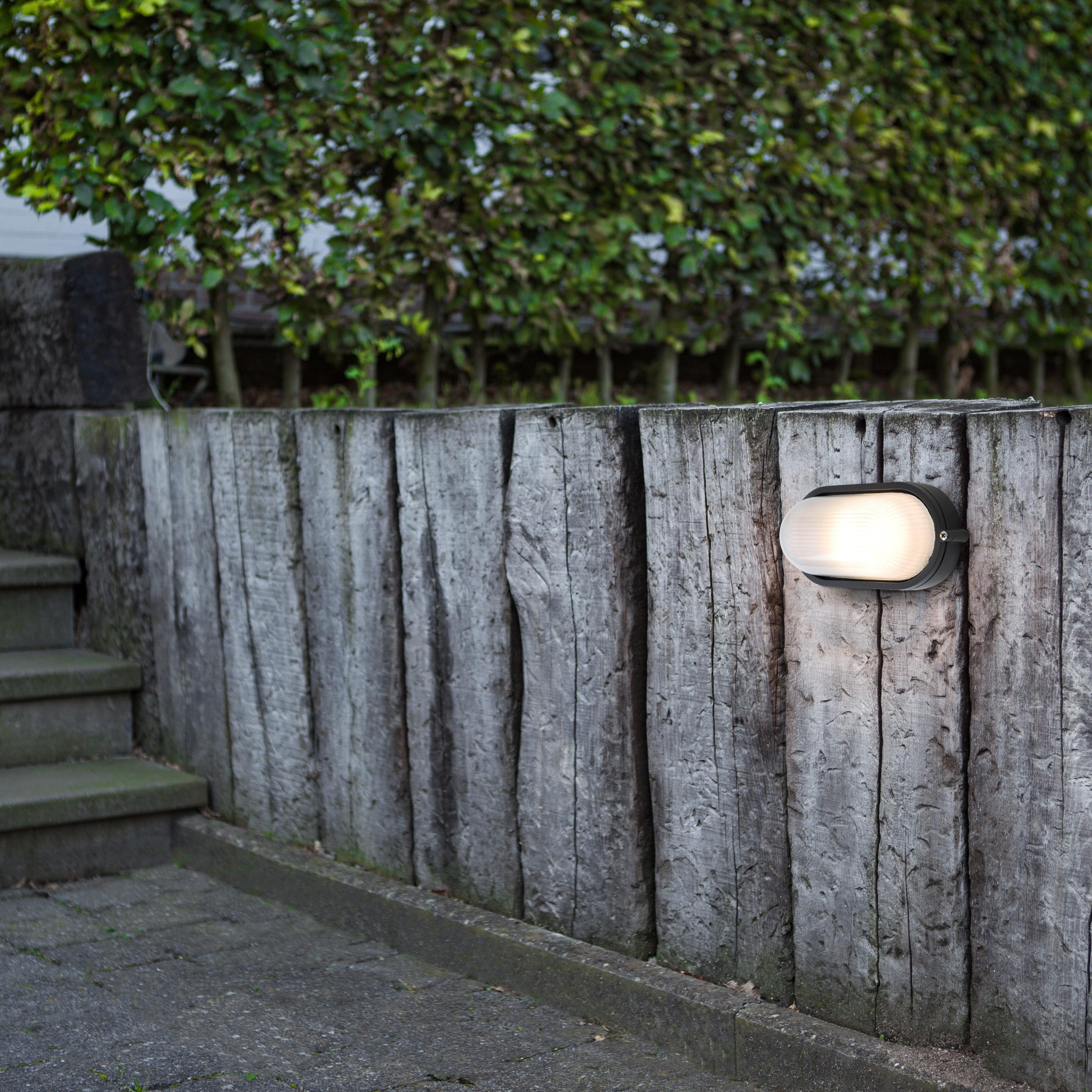 Lutec Echo Outdoor Black Bulkhead Wall Light-WAREHOUSE-40-210426