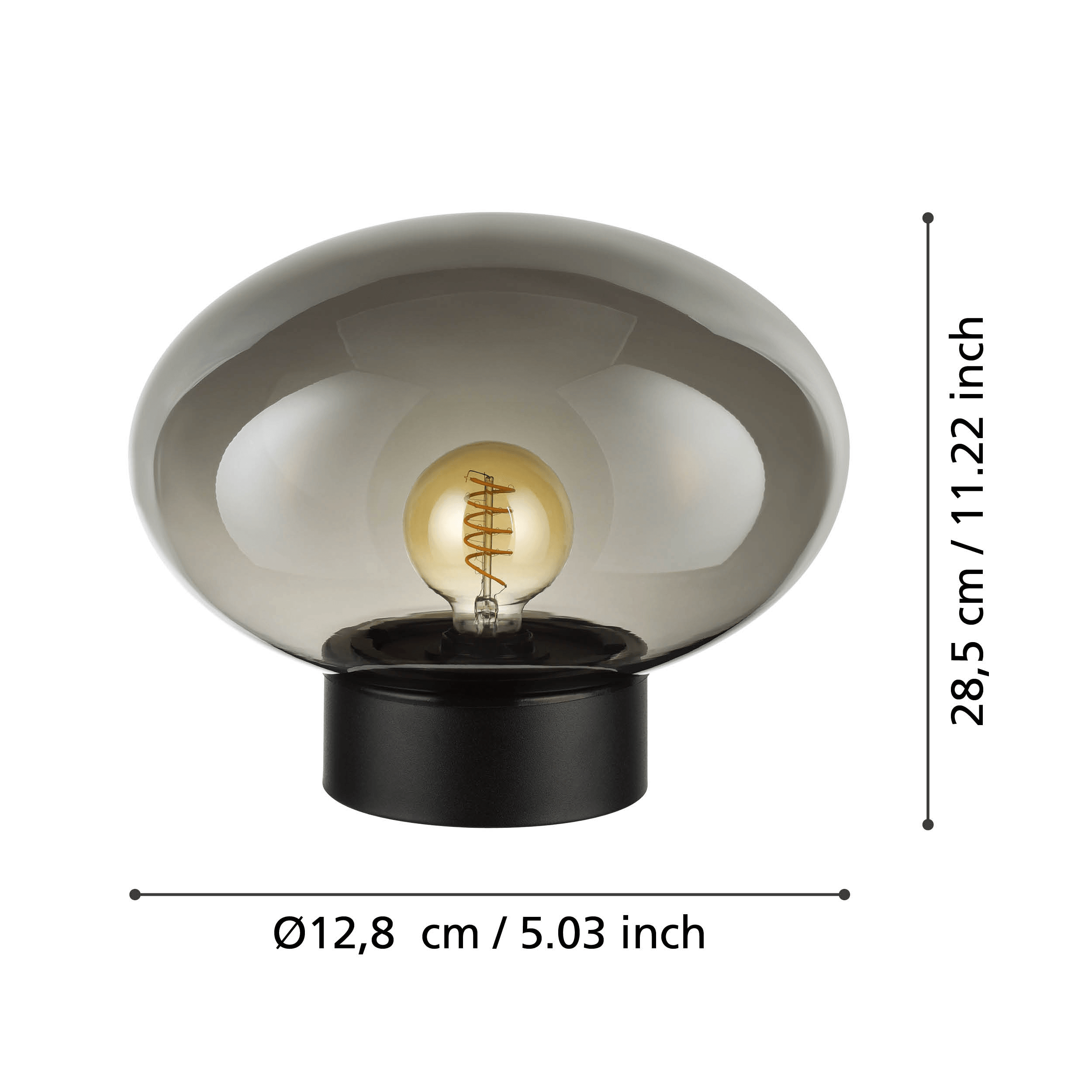 eglo madonnina grey vaporised glass globe table lamp living room close up