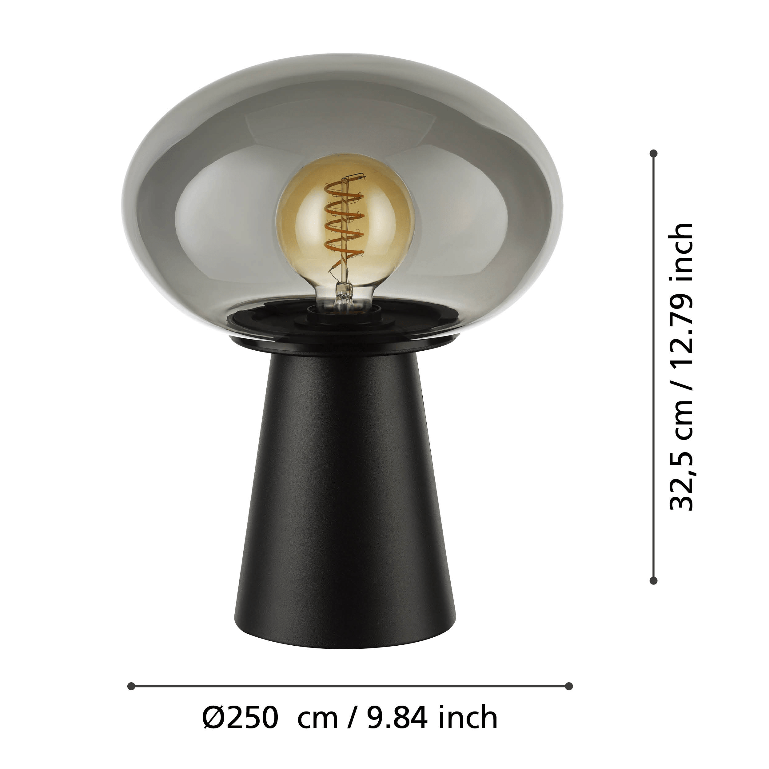 eglo madonnina black vaporised glass globe table lamp living room close up