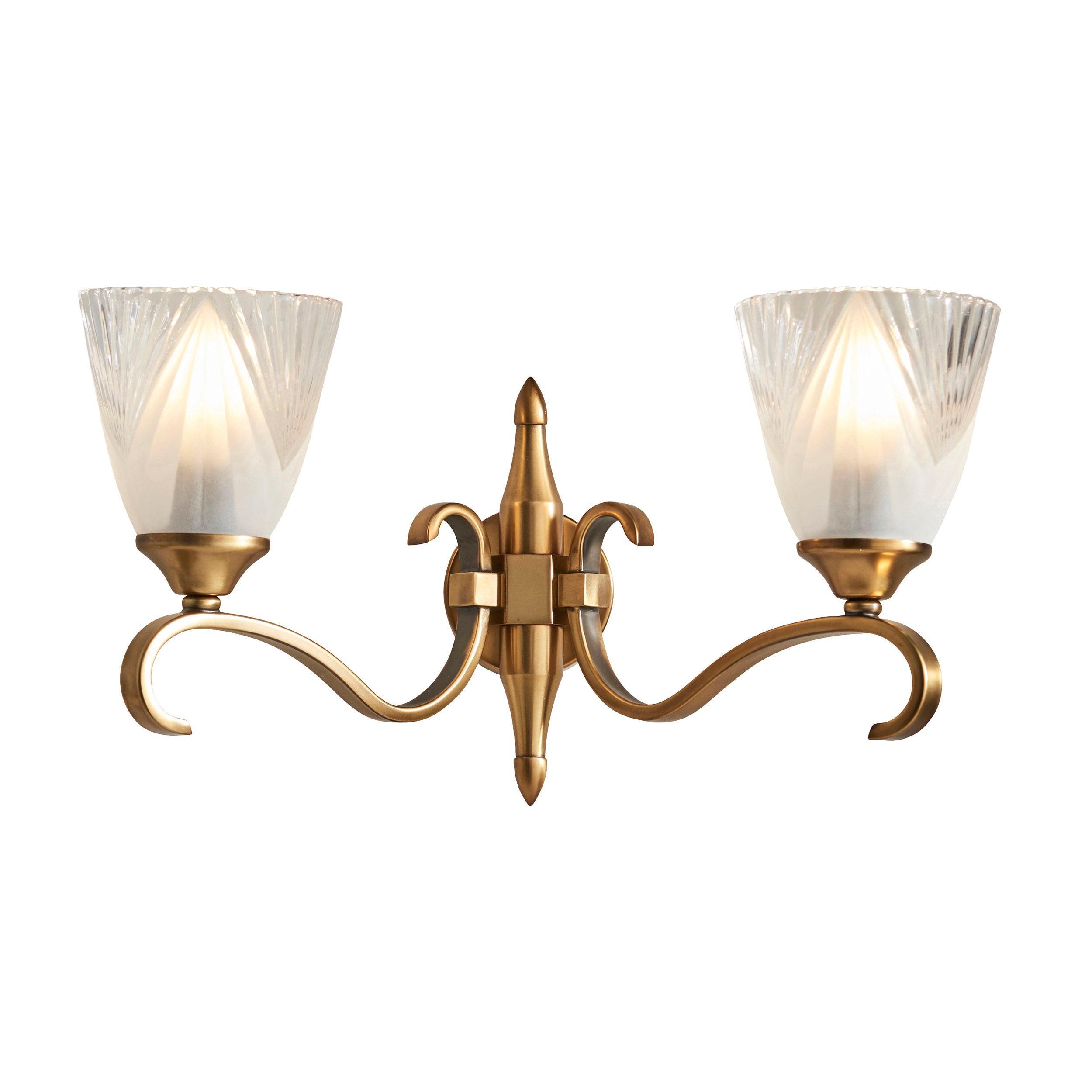 columbia double brass finish wall light gl6 unlit close up image