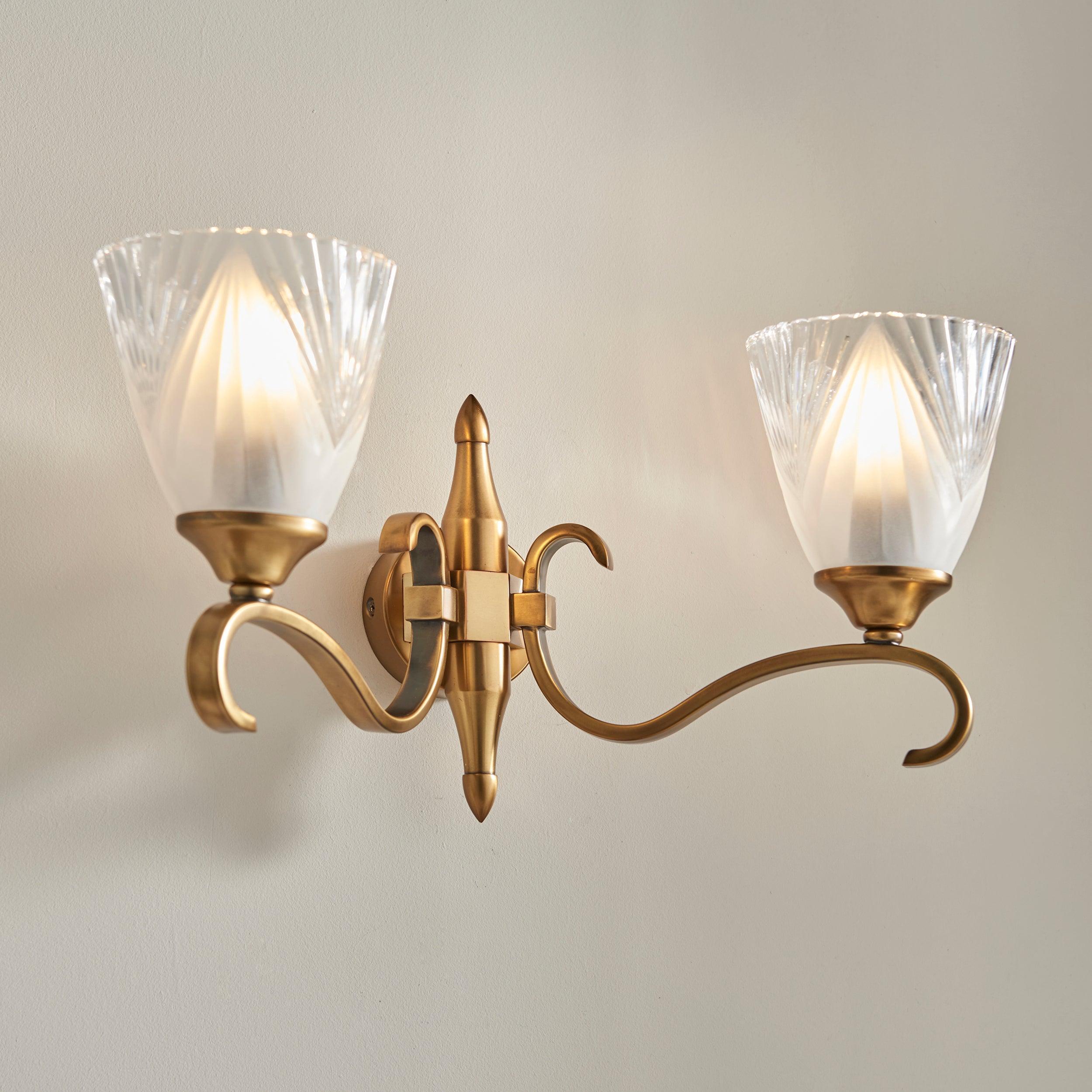 columbia double brass finish wall light gl6 Hallway Lighting Close Up