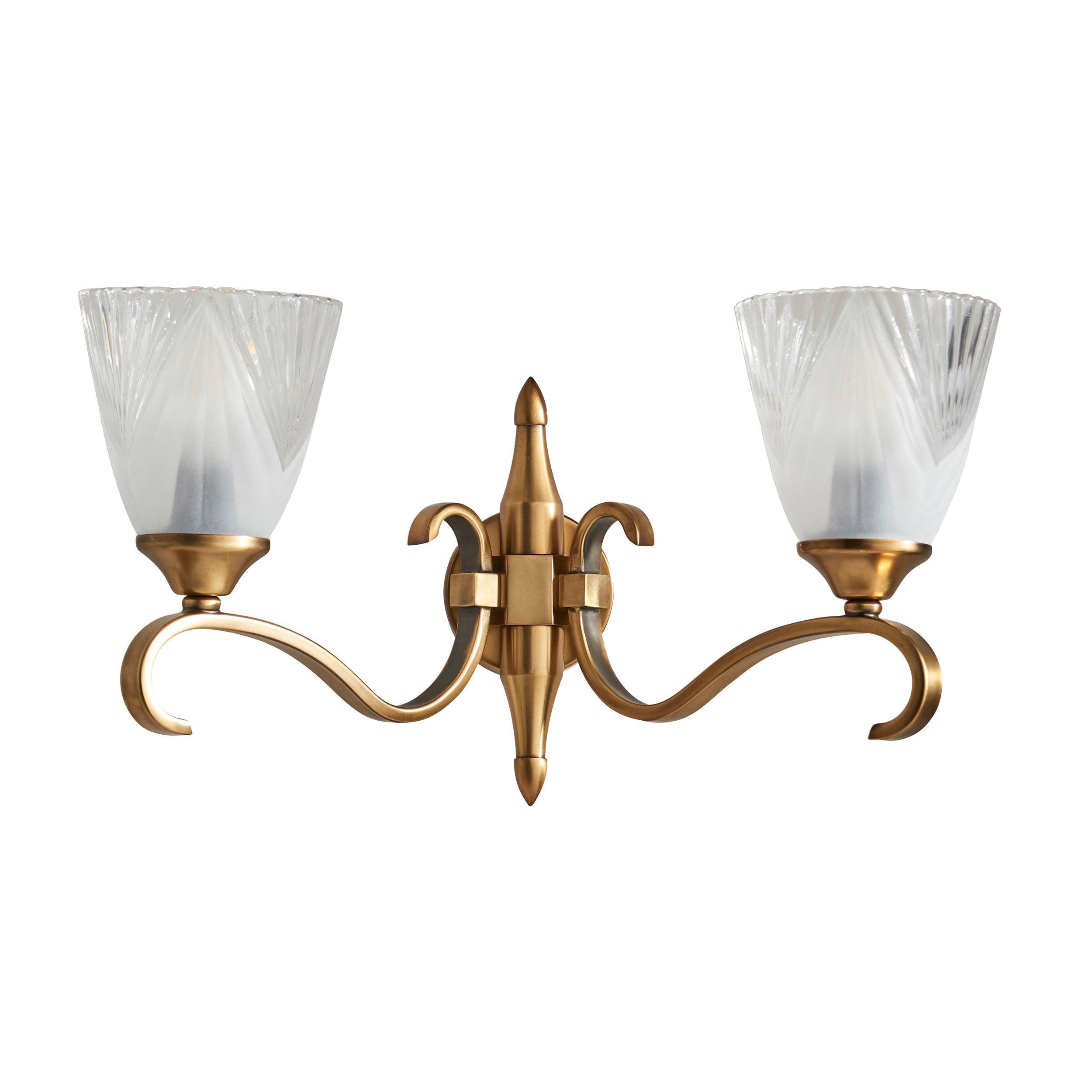 columbia double brass finish wall light gl6 Bedroom Lighting lit image