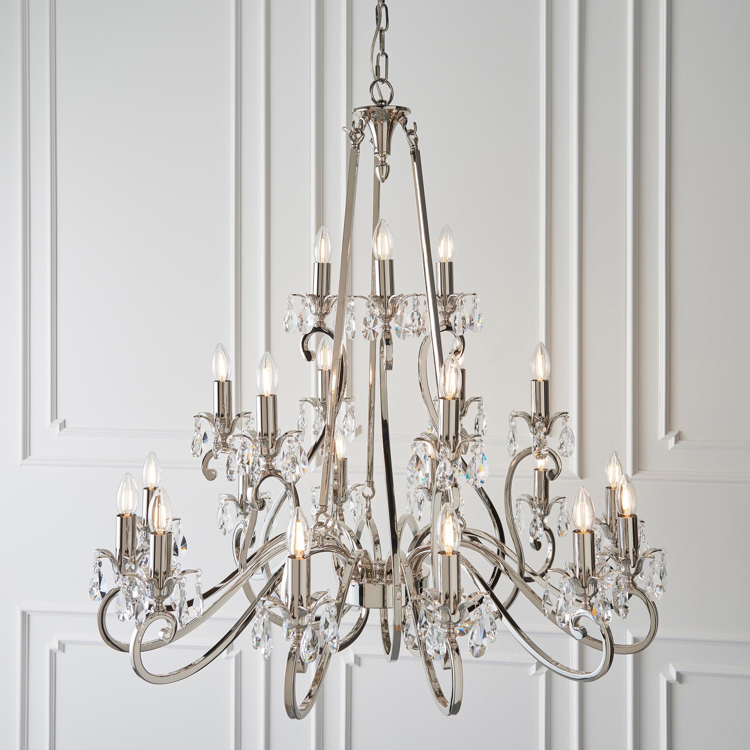 Oksana Polished Nickel Finish 21 Light Chandelier-Interiors 1900-8-Tiffany Lighting Direct