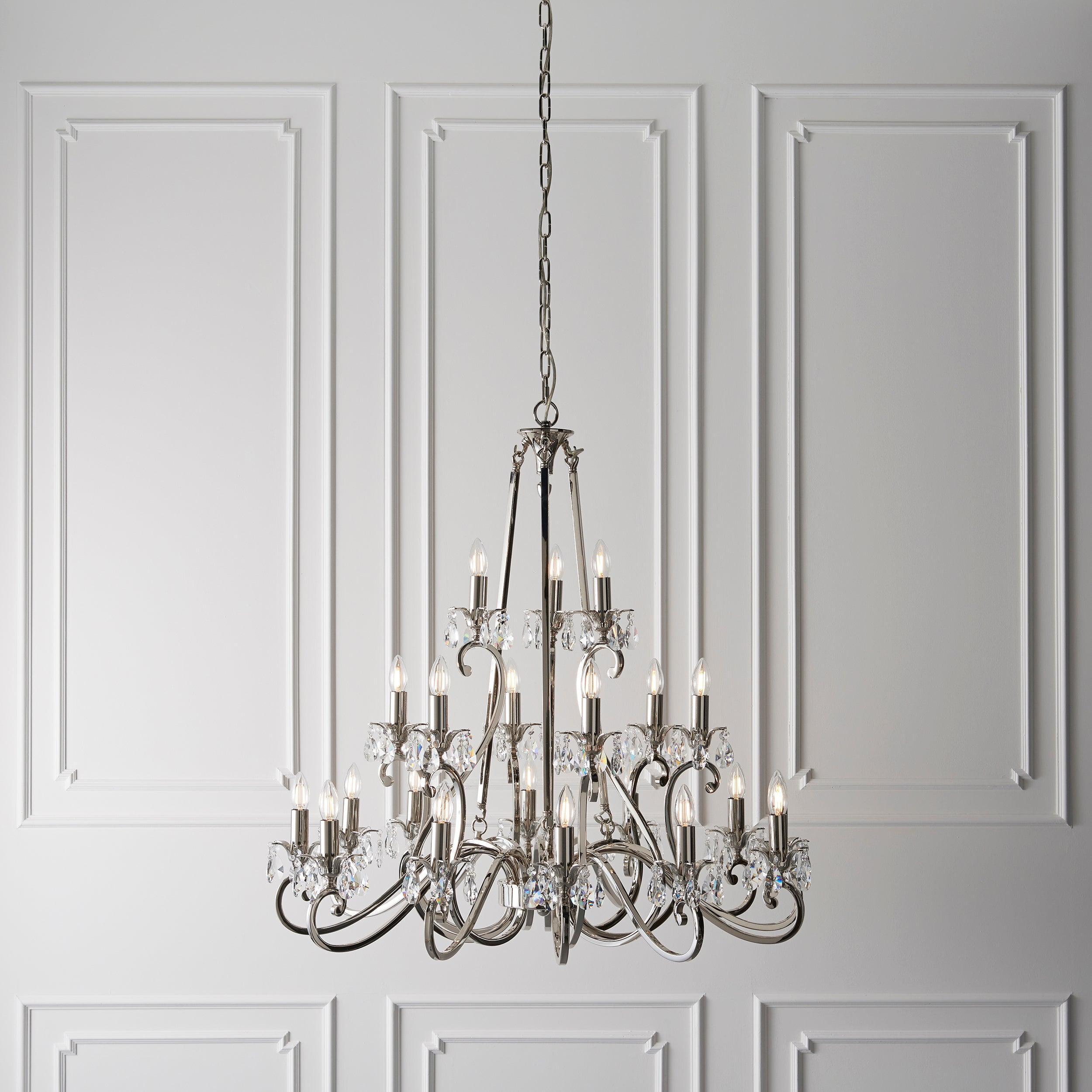 Oksana Polished Nickel Finish 21 Light Chandelier-Interiors 1900-2-Tiffany Lighting Direct