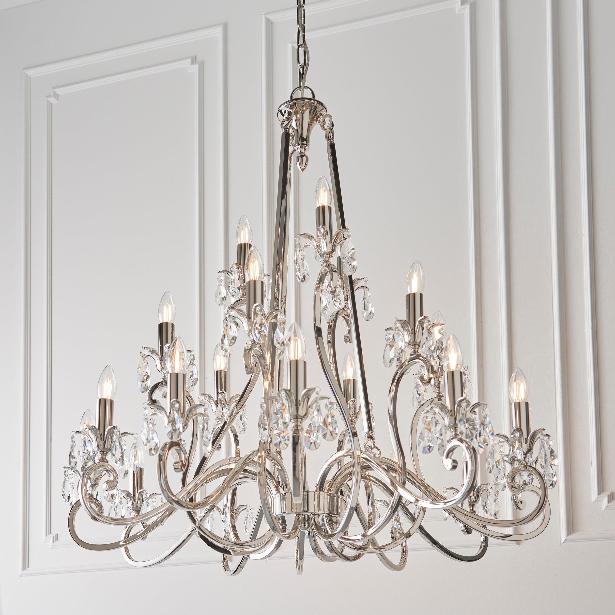 Oksana Polished Nickel Finish 21 Light Chandelier-Interiors 1900-9-Tiffany Lighting Direct