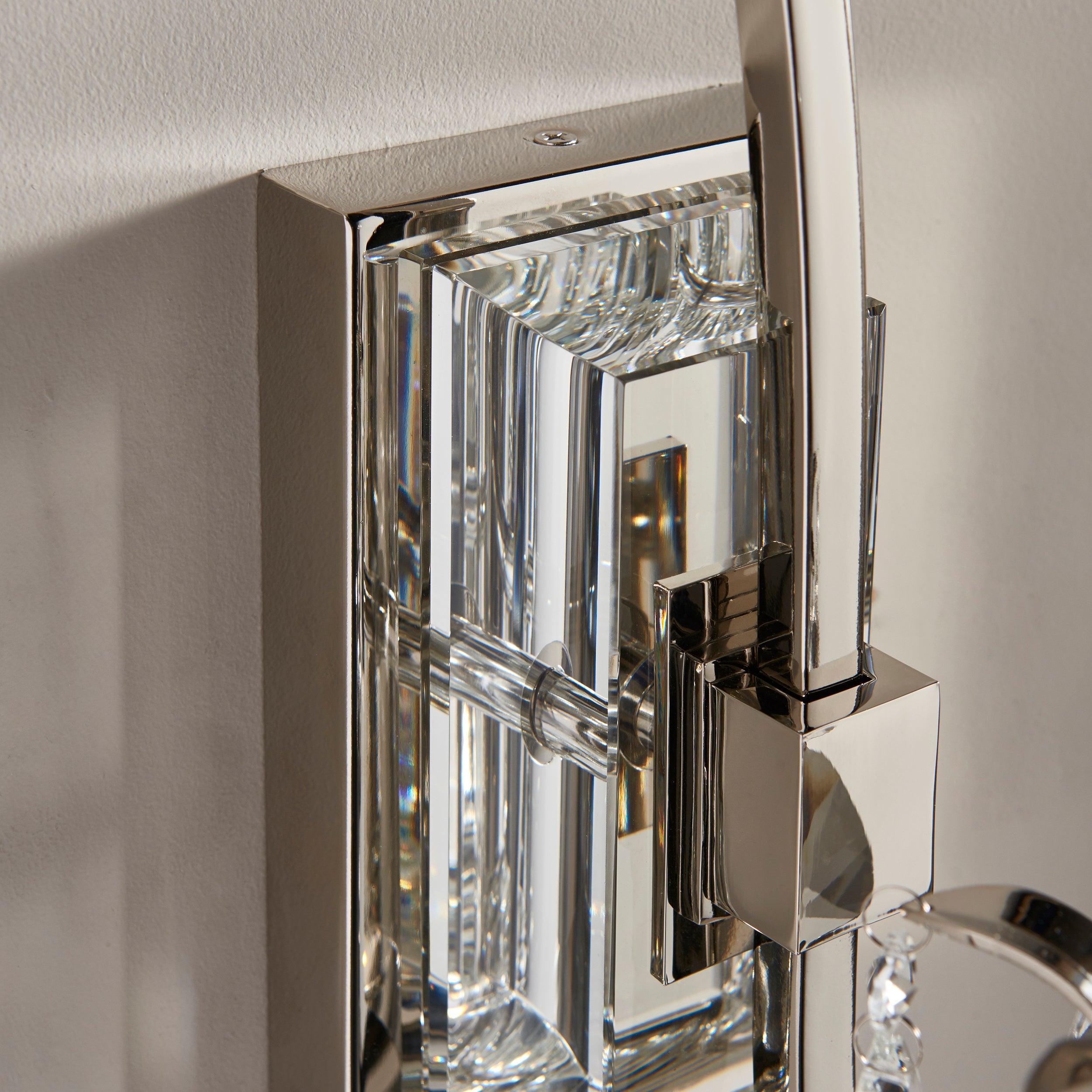 oksana nickel single wall light Close Up Lit Image