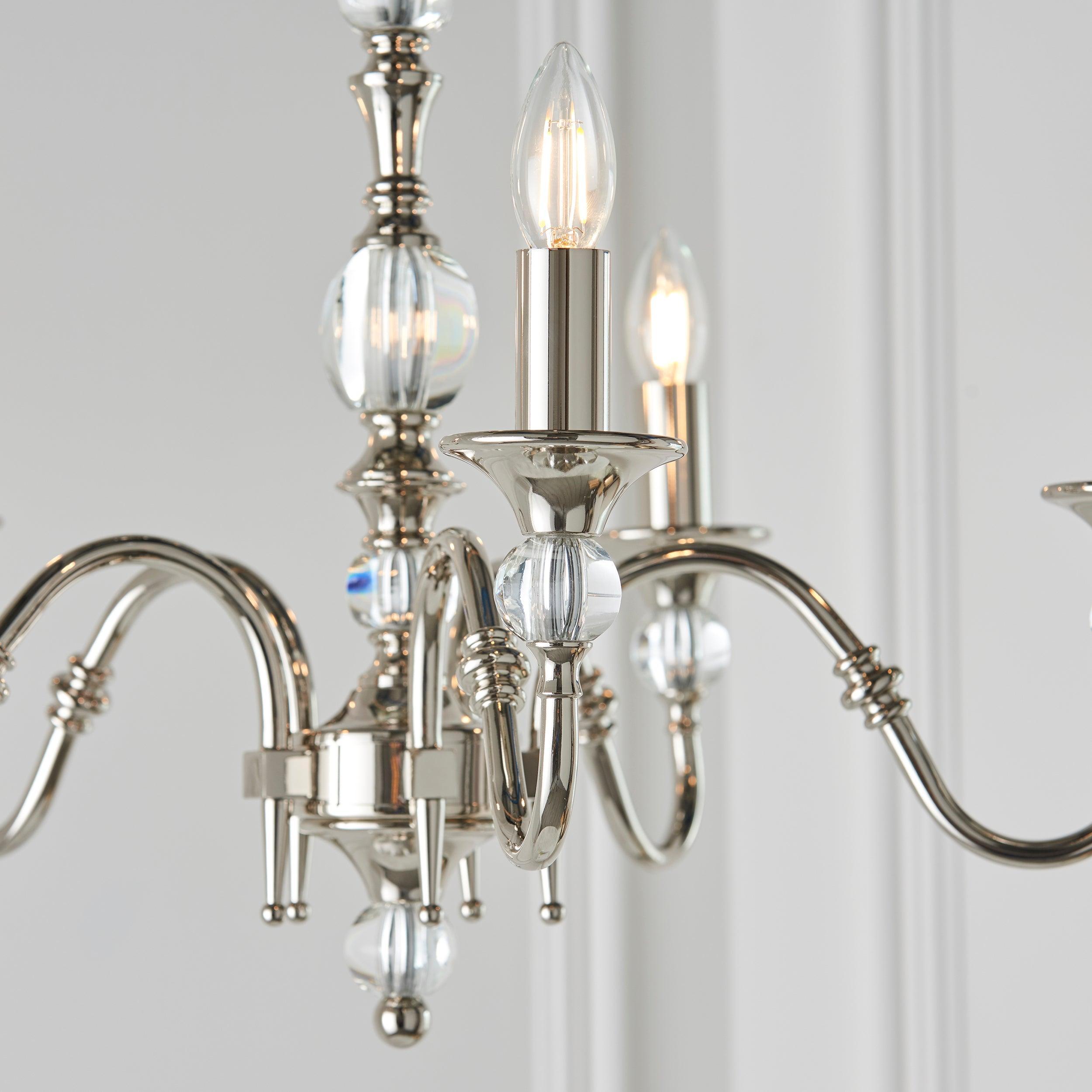Polina 5 Light Polished Nickel Finish Chandelier-Interiors 1900-11-Tiffany Lighting Direct