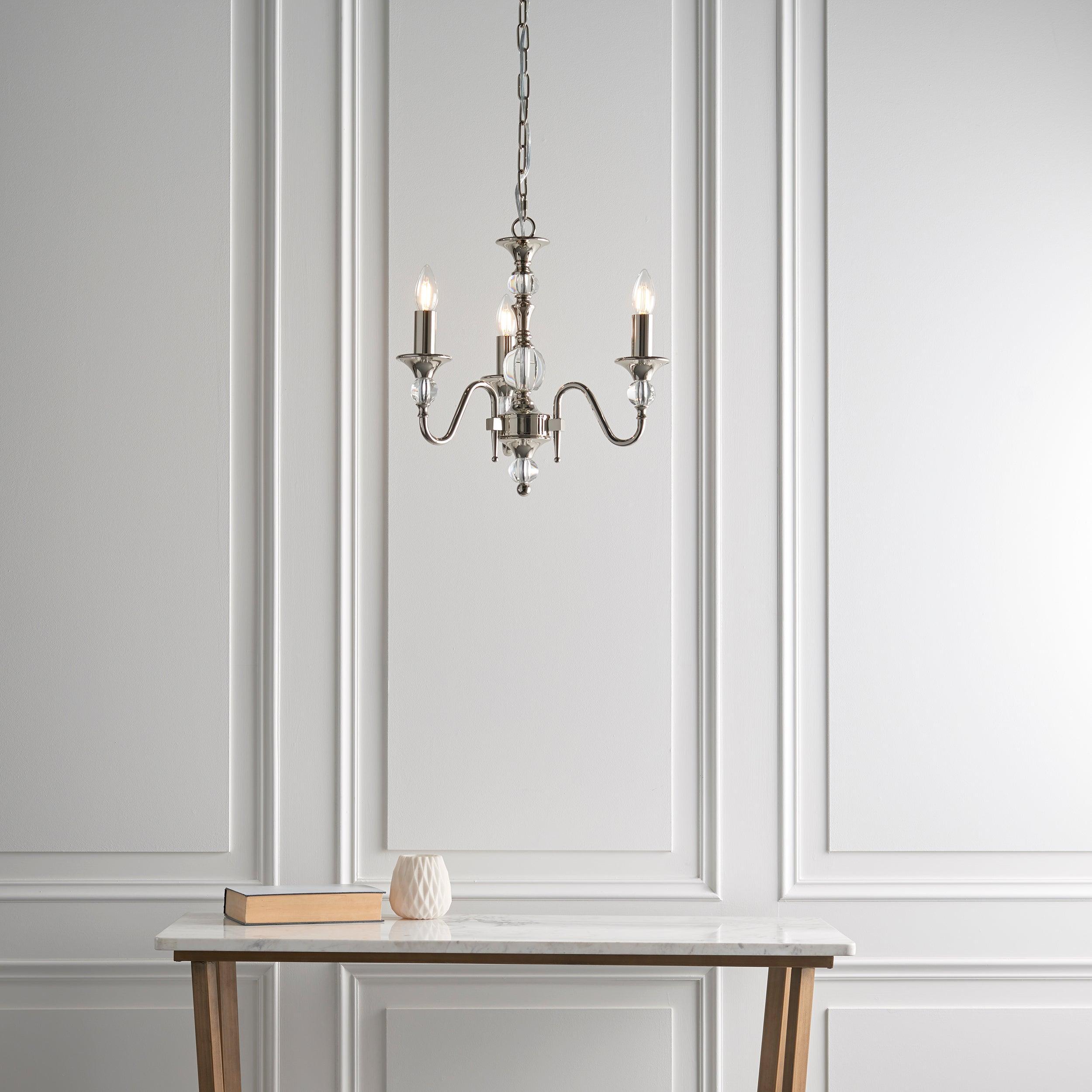 Polina 3 Light Polished Nickel Finish Chandelier-Interiors 1900-9-Tiffany Lighting Direct