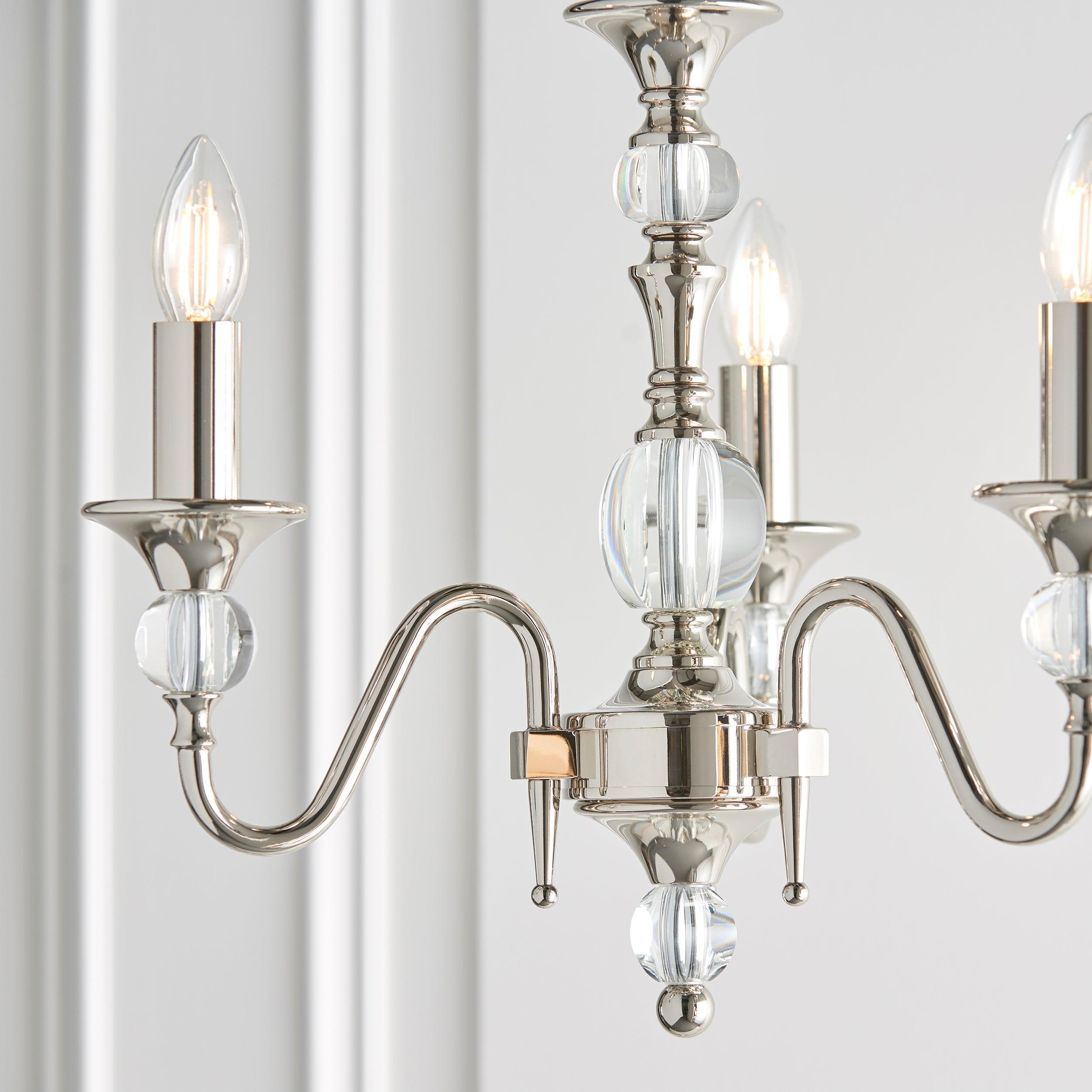 Polina 3 Light Polished Nickel Finish Chandelier-Interiors 1900-10-Tiffany Lighting Direct