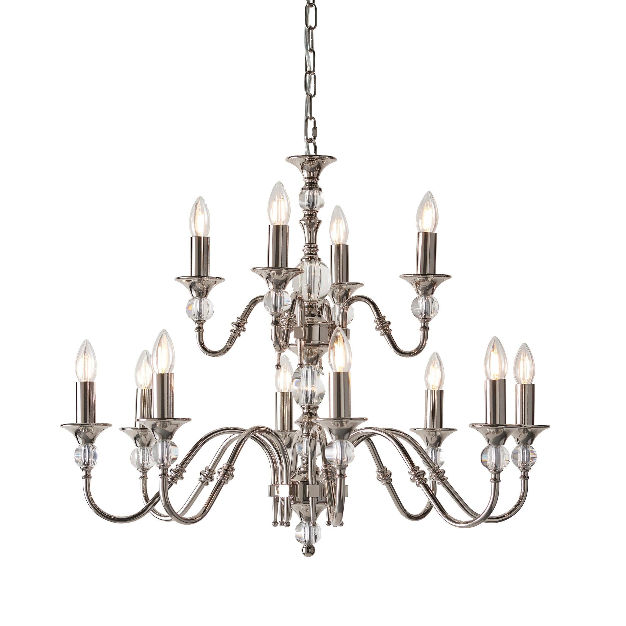 Polina 12 Light Polished Nickel Finish Chandelier-Interiors 1900-12-Tiffany Lighting Direct