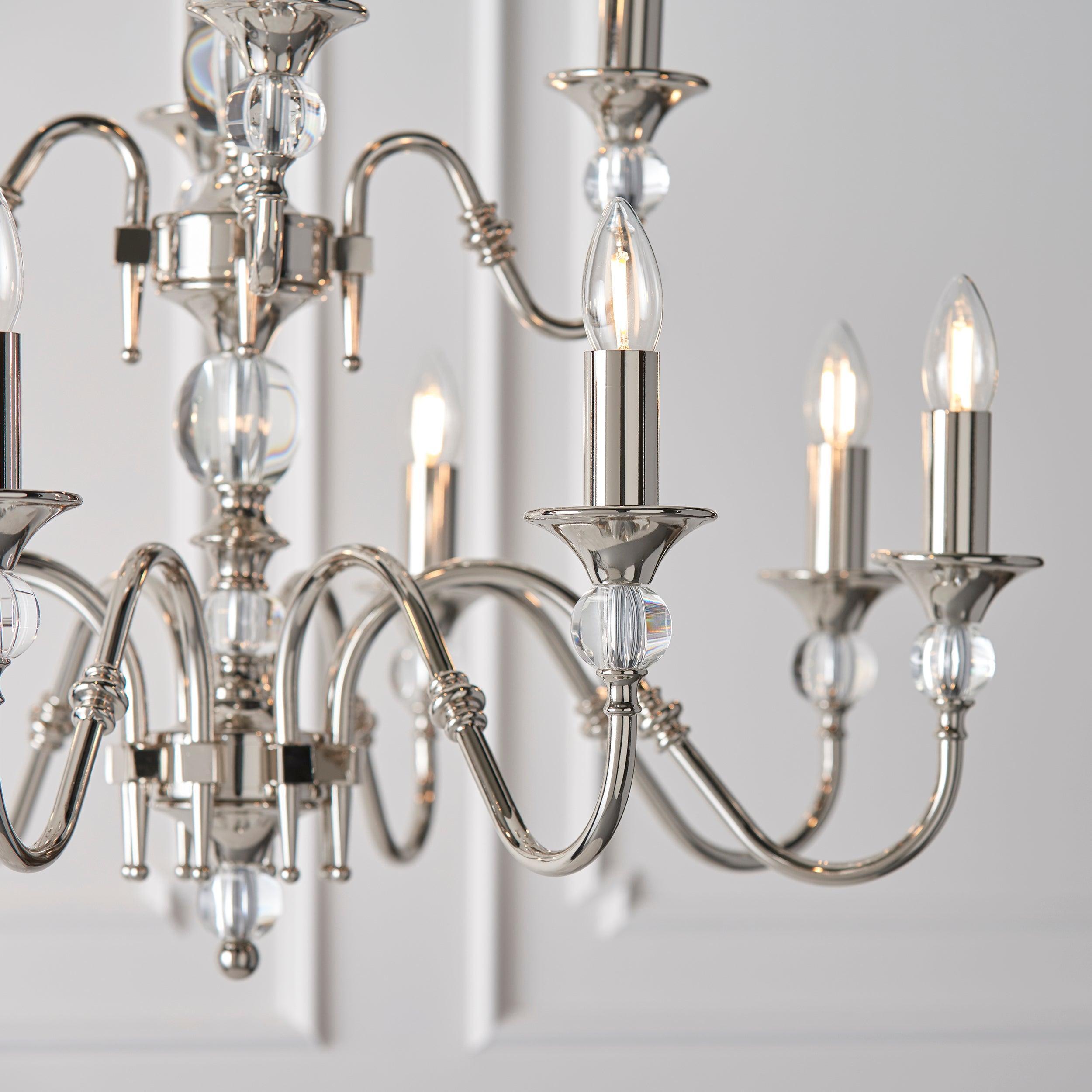 Polina 12 Light Polished Nickel Finish Chandelier-Interiors 1900-9-Tiffany Lighting Direct