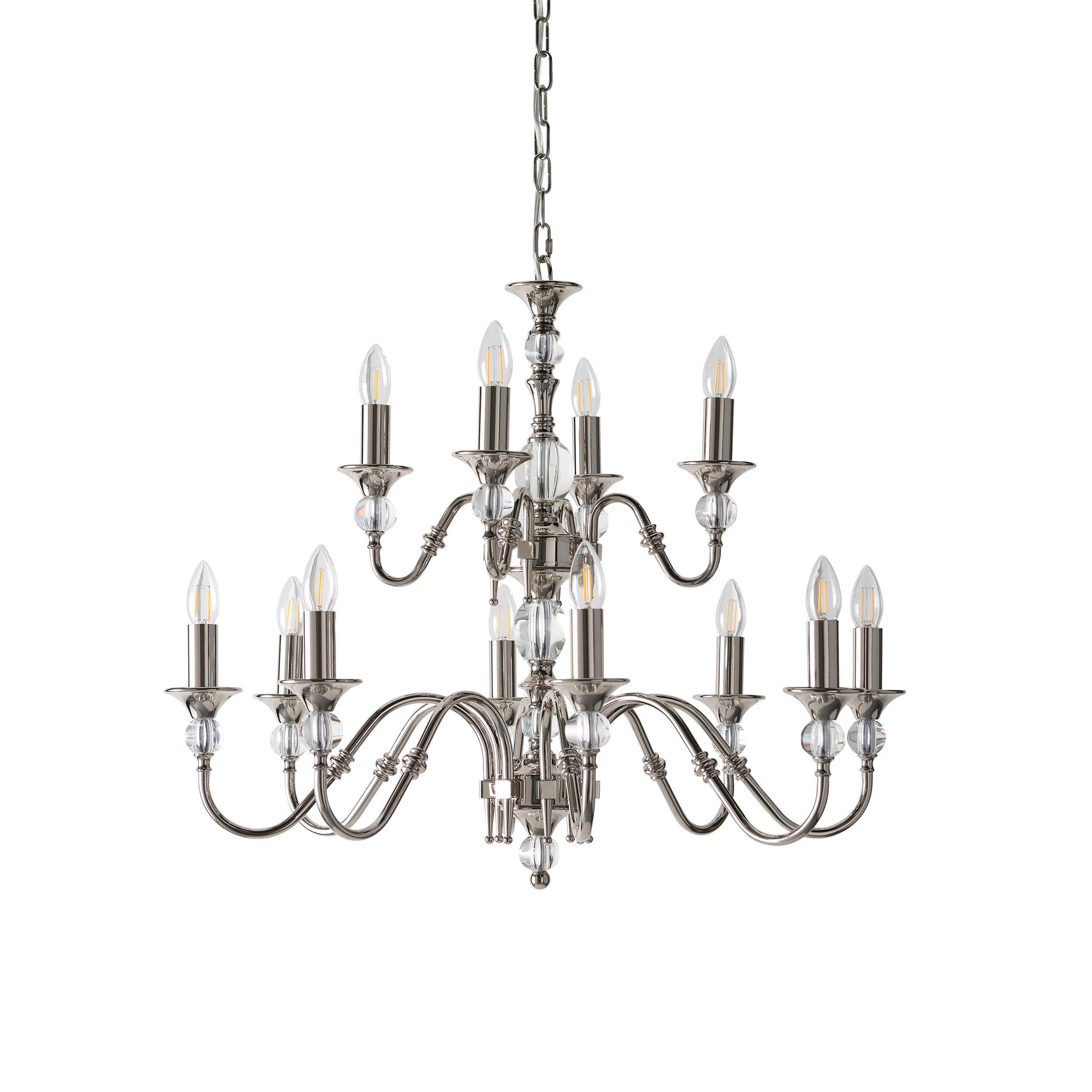 Polina 12 Light Polished Nickel Finish Chandelier-Interiors 1900-11-Tiffany Lighting Direct