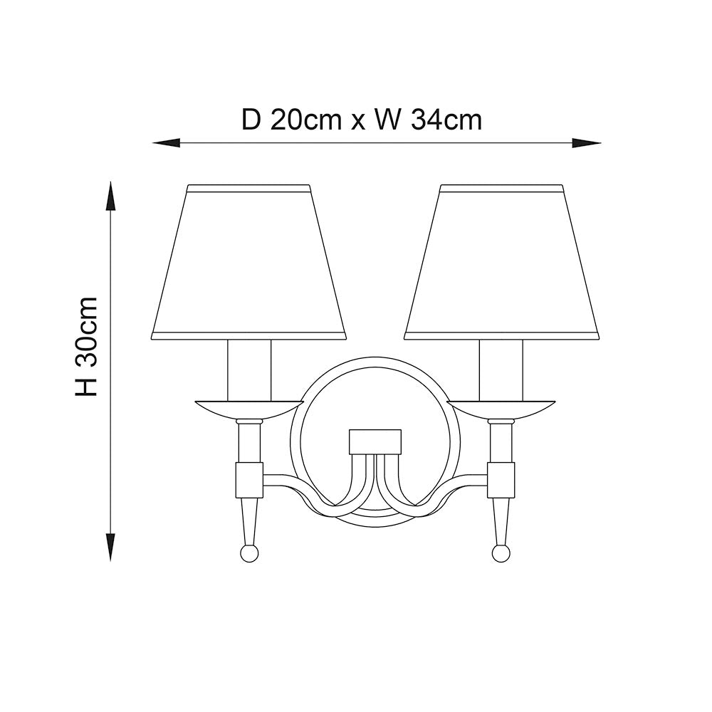 Stanford Antique Brass Double Wall Light - Beige Shades