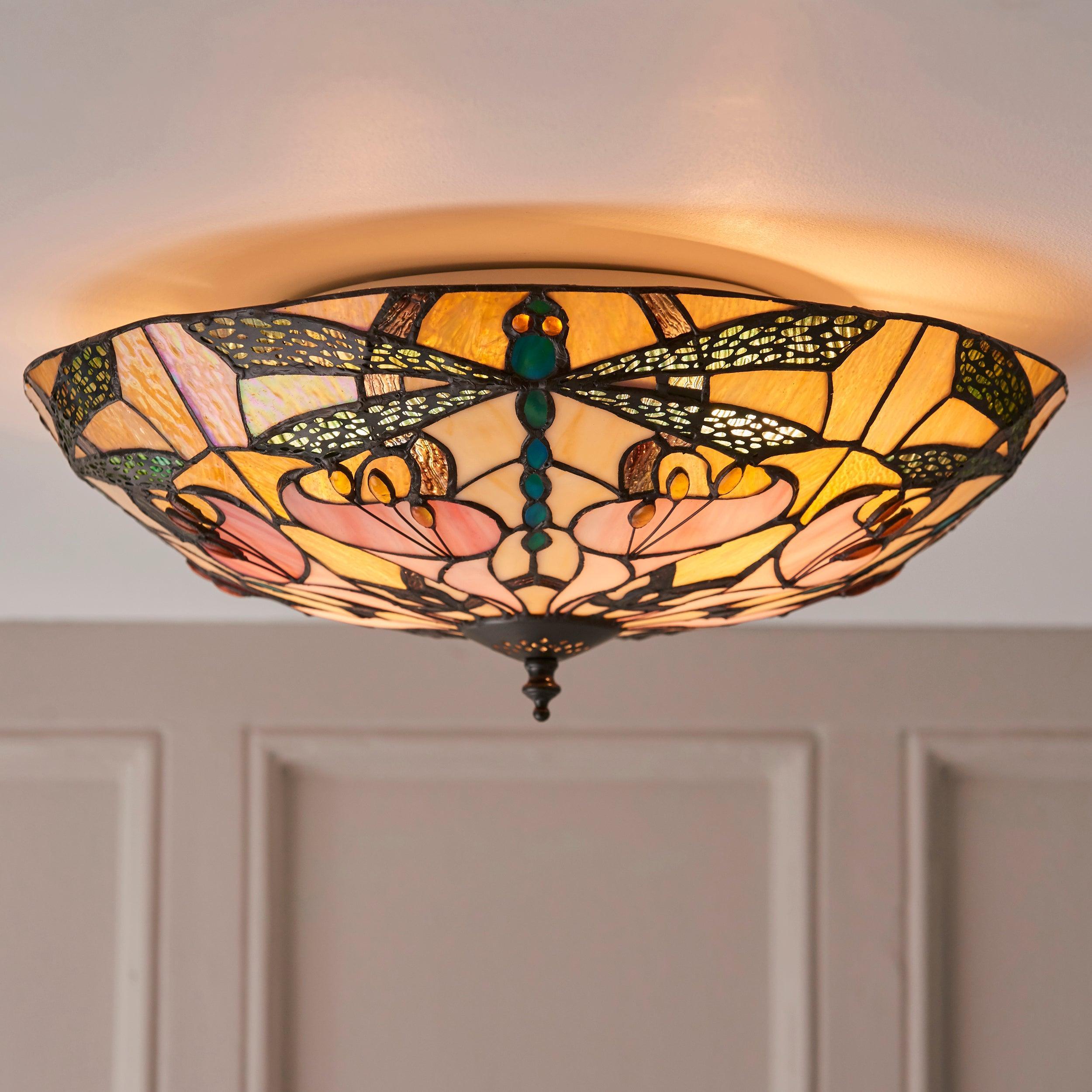 Interiors 1900 Ashton Large Flush Tiffany Ceiling Light