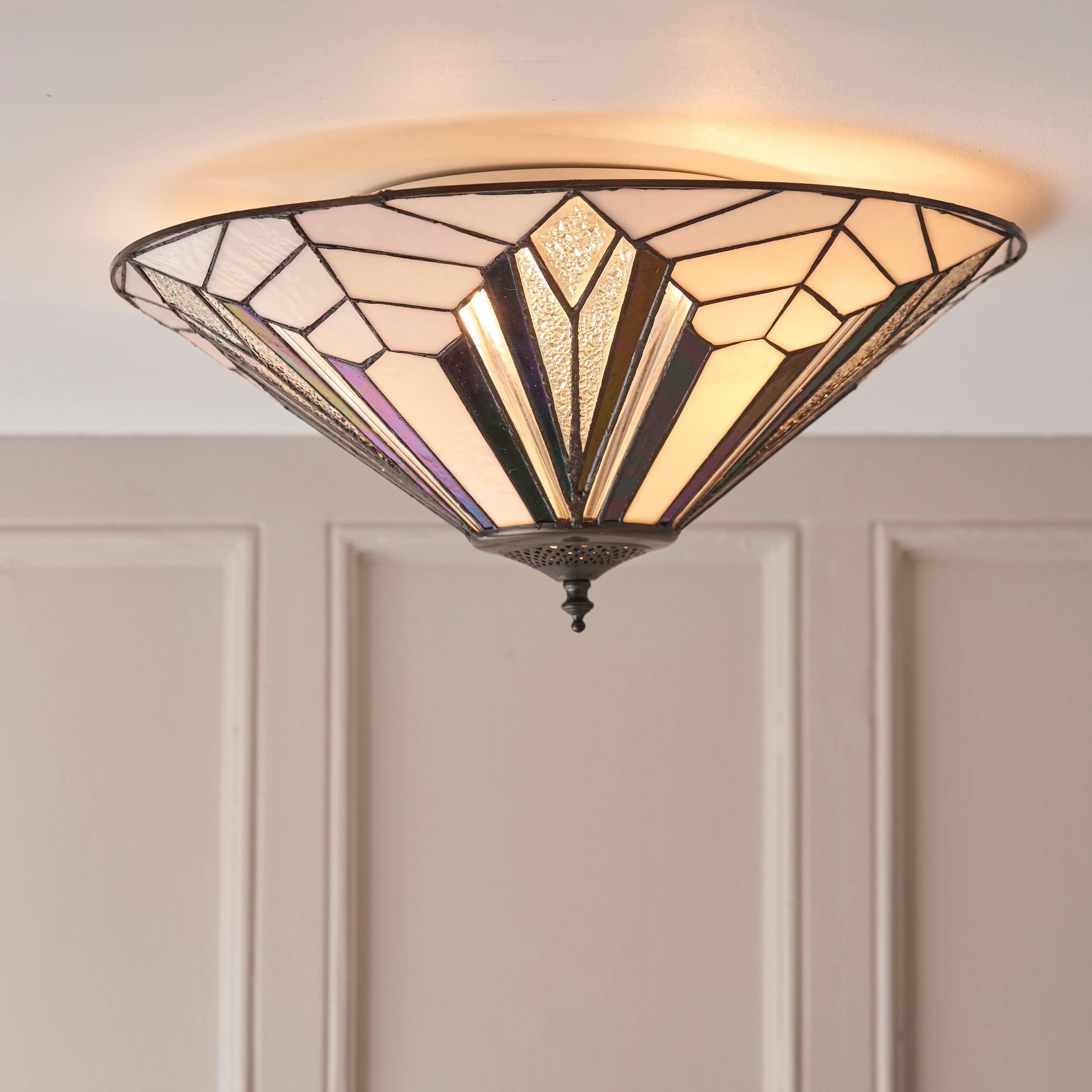 astoria tiffany flush ceiling light Hallway Lighting Close Up