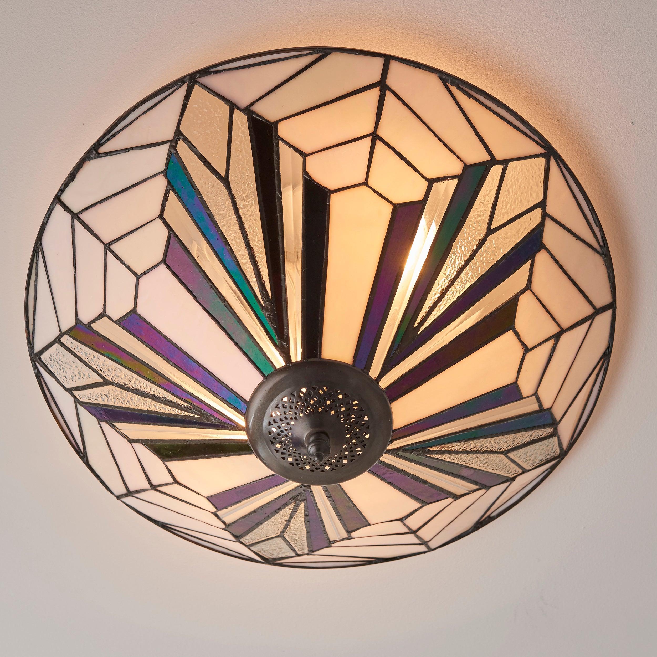 astoria tiffany flush ceiling light close up image