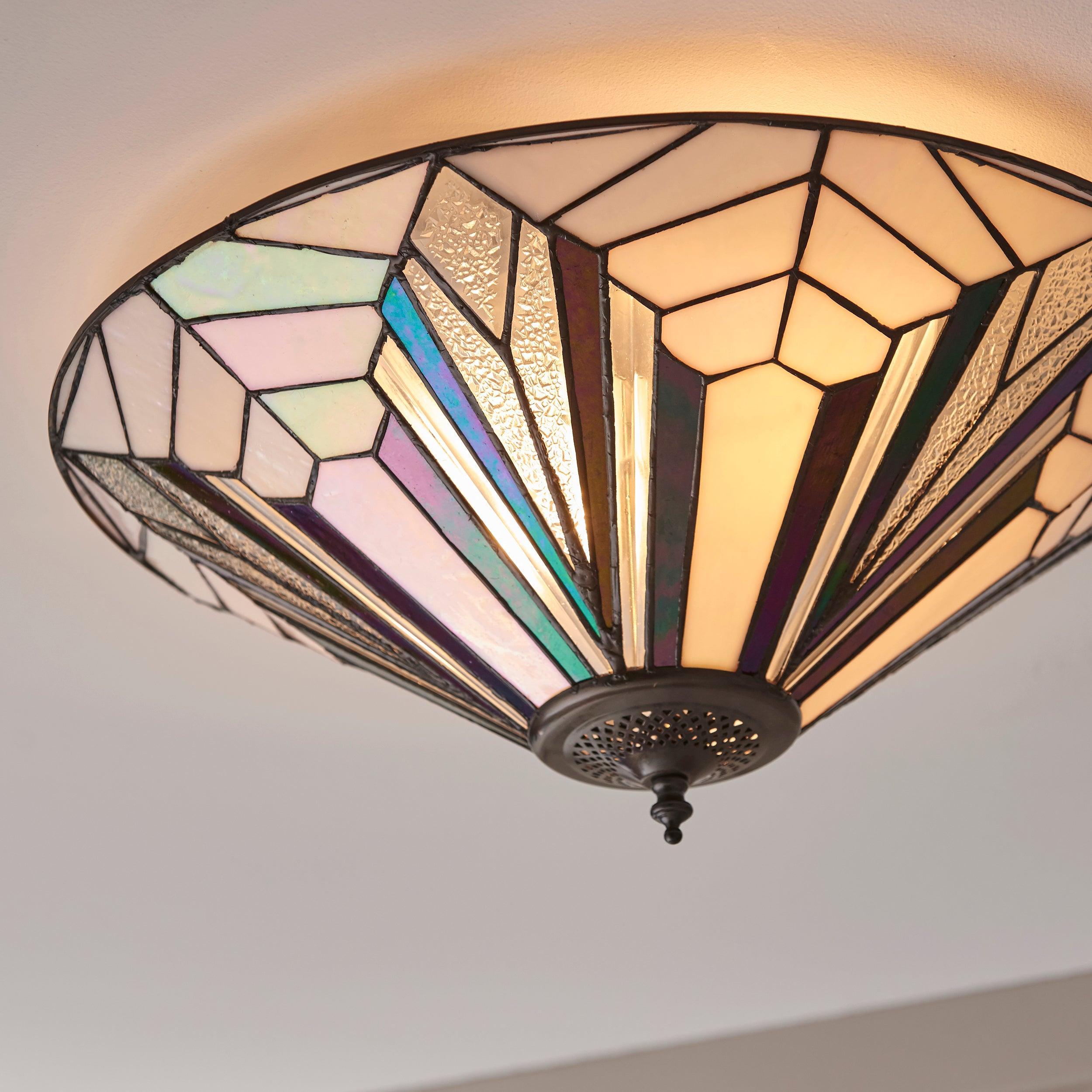 astoria tiffany flush ceiling light close up image