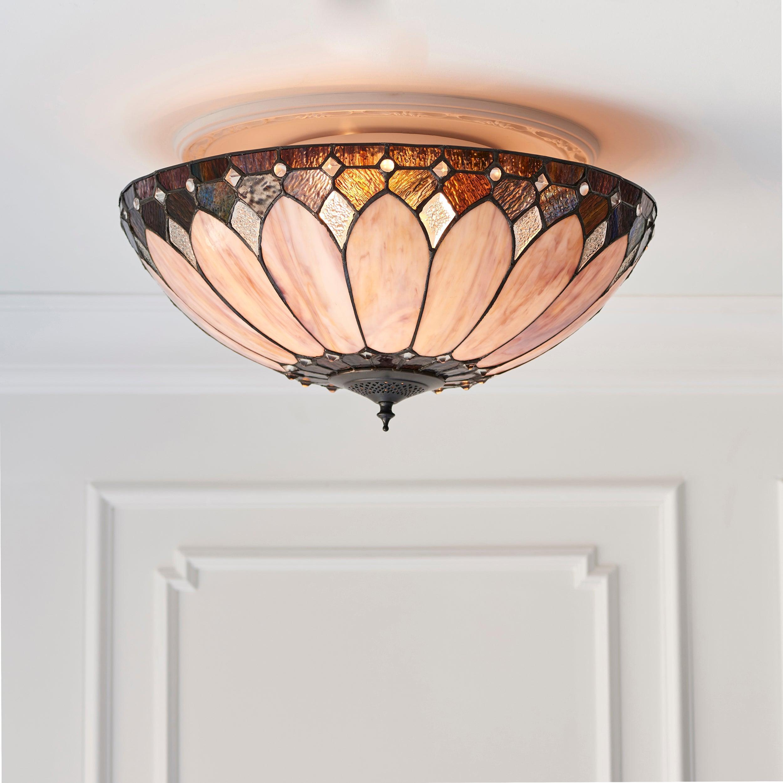 brooklyn tiffany ceiling flush light Hallway Lighting Close Up