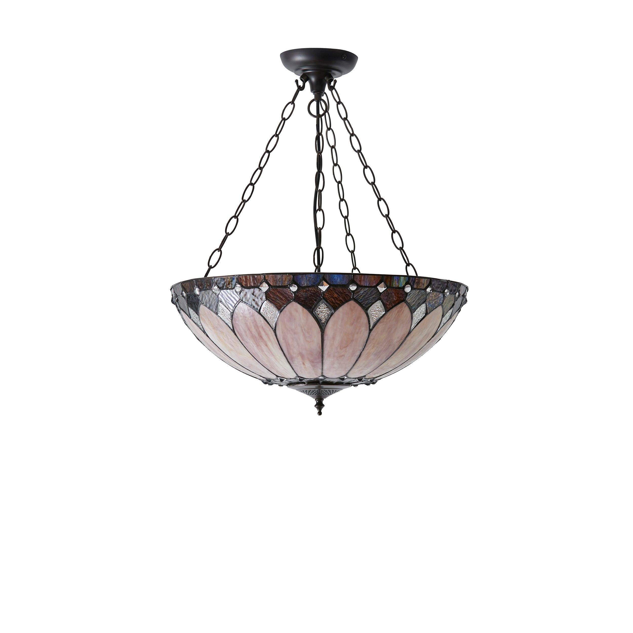 brooklyn medium tiffany inverted pendant light adjustable chain close up image