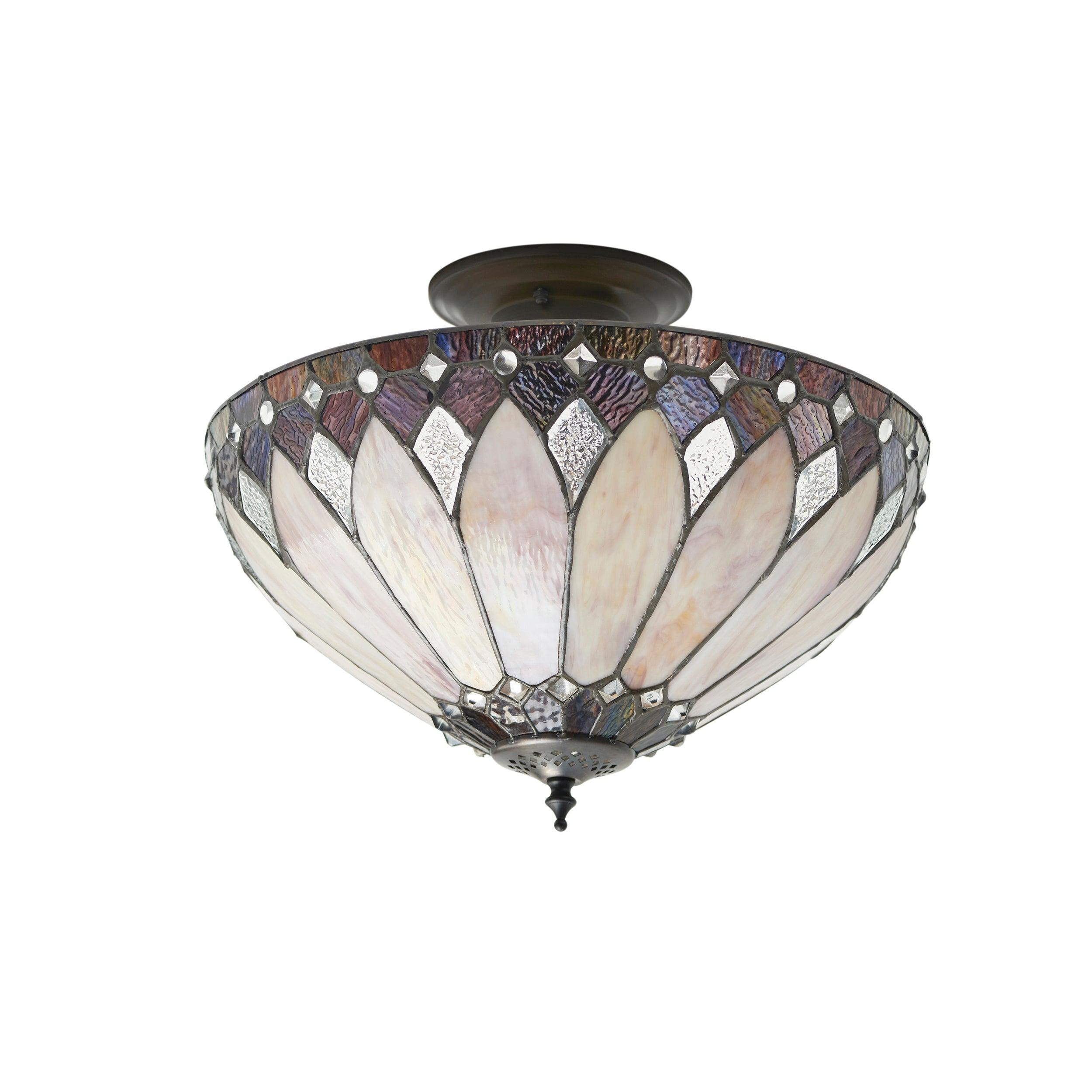 brooklyn tiffany semi flush ceiling light close up image